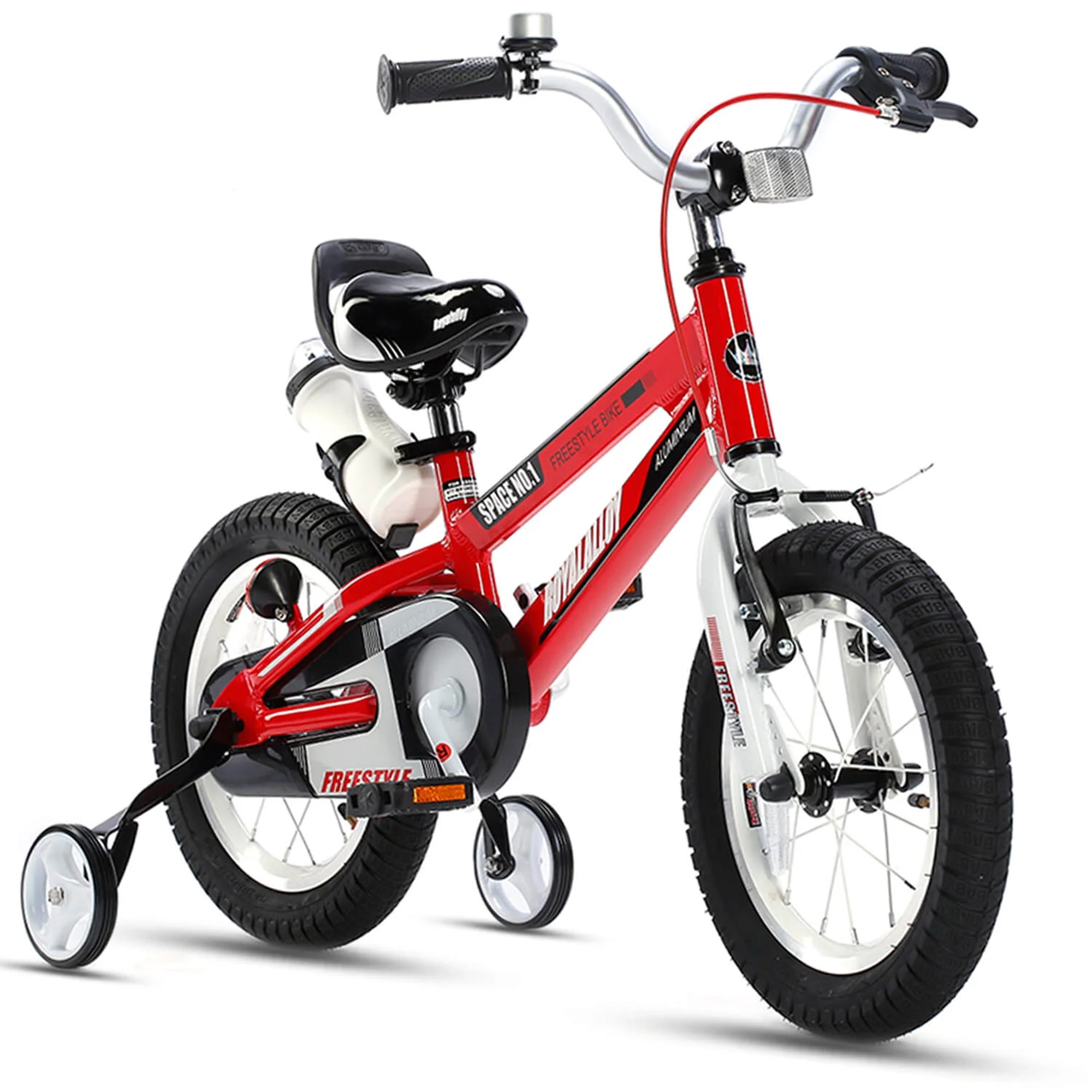 RoyalBaby No. 1 Freestyle 14" Kids Bike w/Training Wheels & Bottle,Red(Open Box) - VMInnovations
