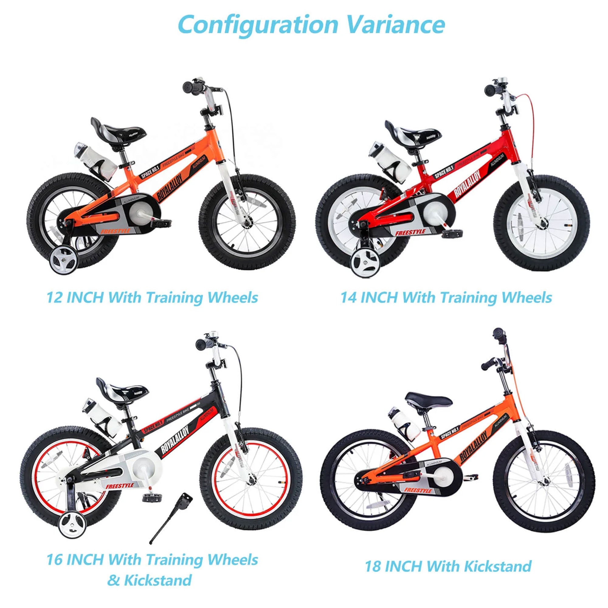 RoyalBaby Space No. 1 Freestyle 16" Kids Bike w/Training Wheels & Kickstand, Red - VMInnovations