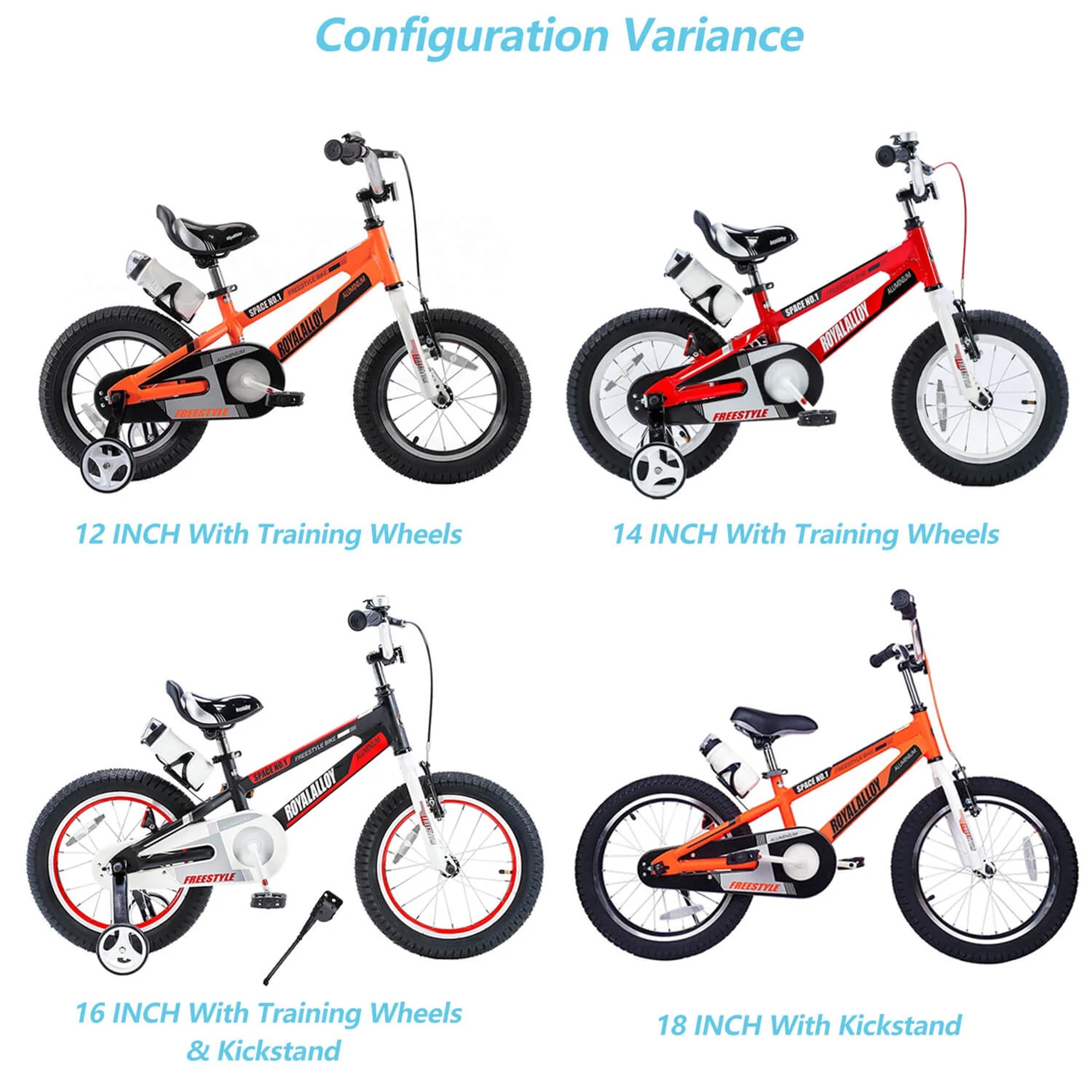 RoyalBaby Space No. 1 Freestyle 18" Kids Bike w/Kickstand & Water Bottle, Red - VMInnovations