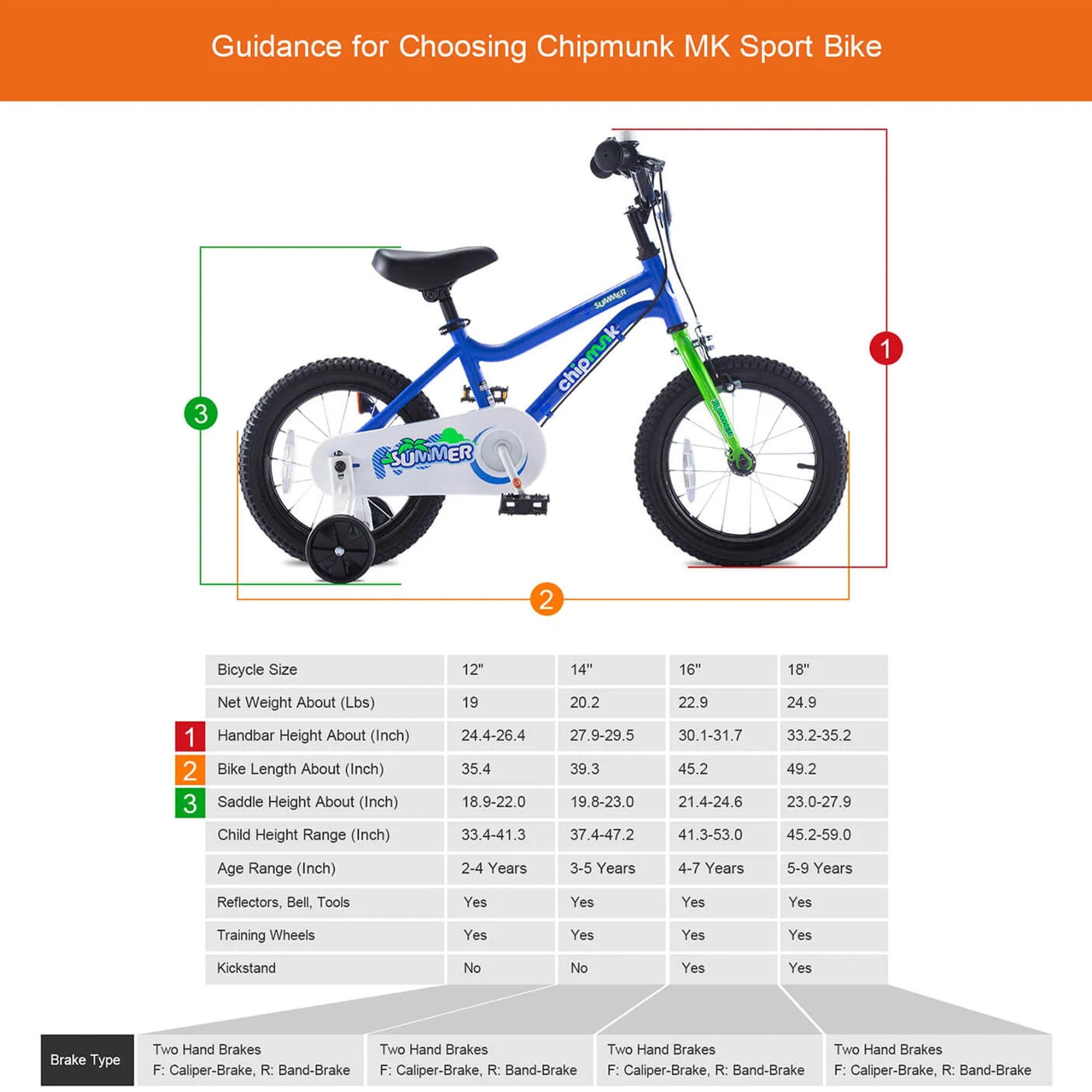 RoyalBaby Chipmunk 12" Kids Bike with Training Wheels & Bell, Blue (Open Box) - VMInnovations