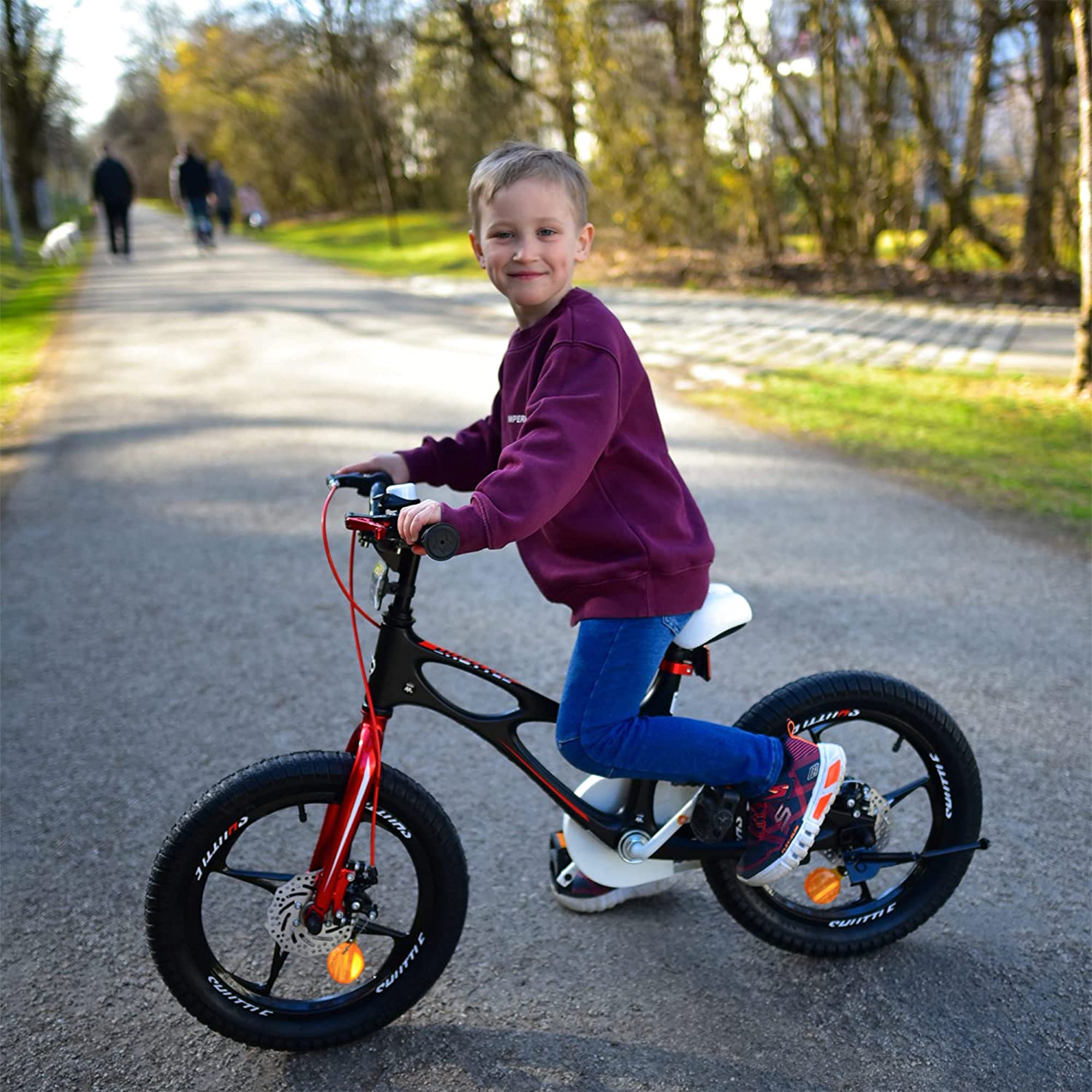 RoyalBaby Space Shuttle 16" Mag. Alloy Kids Bike w/Training Wheels, Black (Used) - VMInnovations
