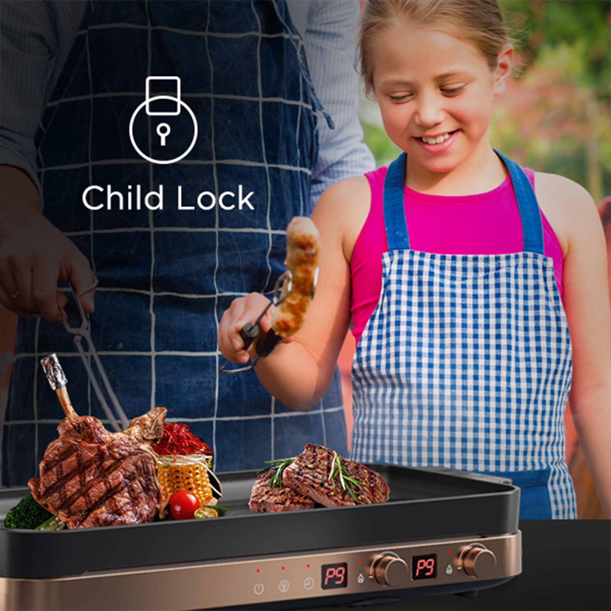 COOKTRON Portable Cooktop Electric Stove &Cast Iron Griddle, Rose Gold (Used) - VMInnovations