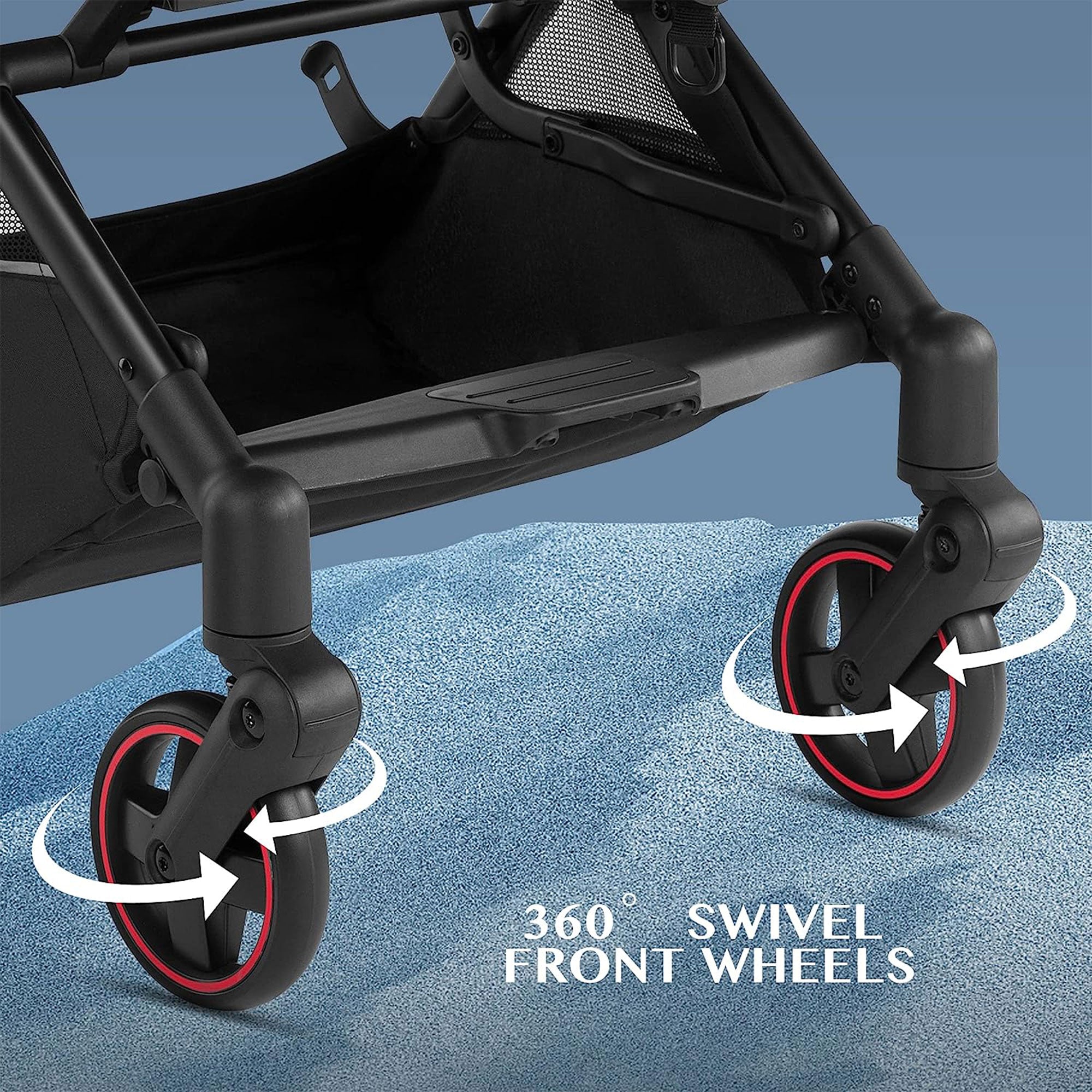 RoyalBaby 360 Reversible Seat Compact Fold Portable Stroller,Black/Red(Open Box) - VMInnovations