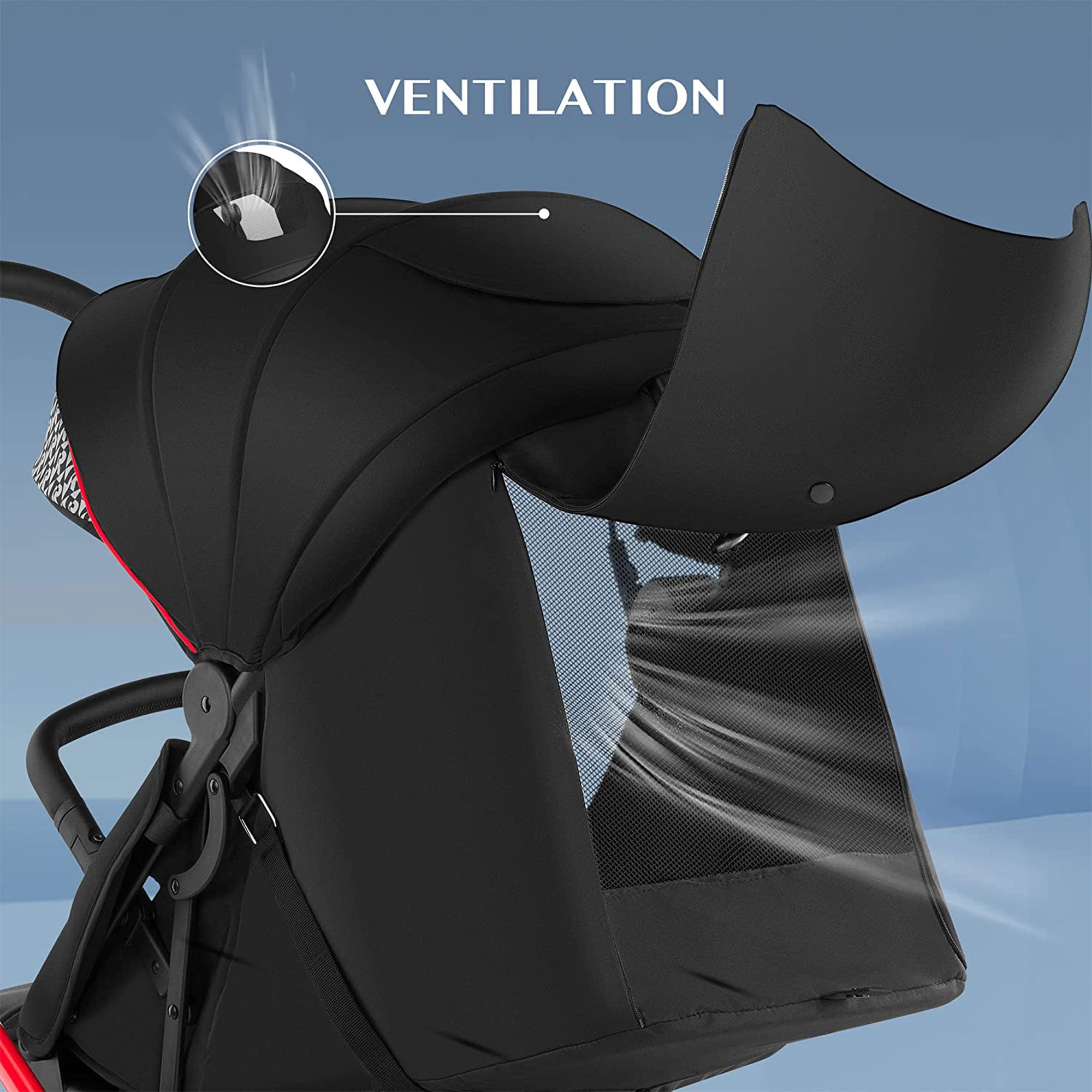 RoyalBaby 360 Reversible Seat Compact Fold Portable Stroller,Black/Red(Open Box) - VMInnovations
