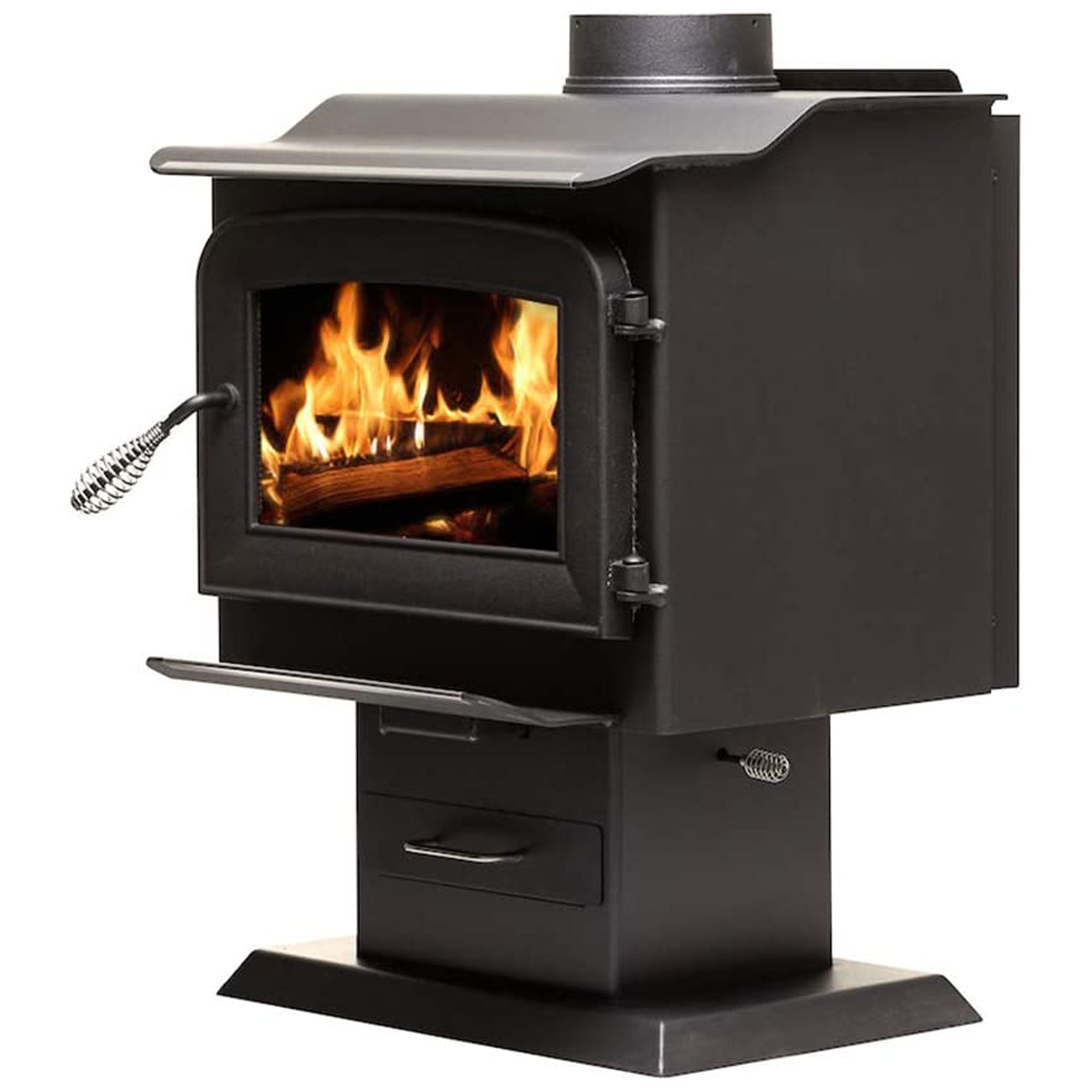 Ashley Hearth Products 1,200 Square Feet 68,000 BTUs Pedestal Wood Stove, Black - VMInnovations