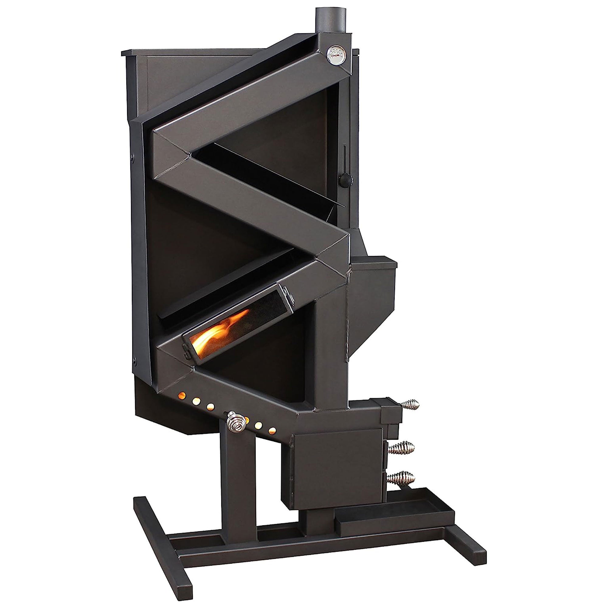 US Stove 60 Pound Wiseway Hopper Alloy Steel Non Electric Pellet Stove, Black - VMInnovations