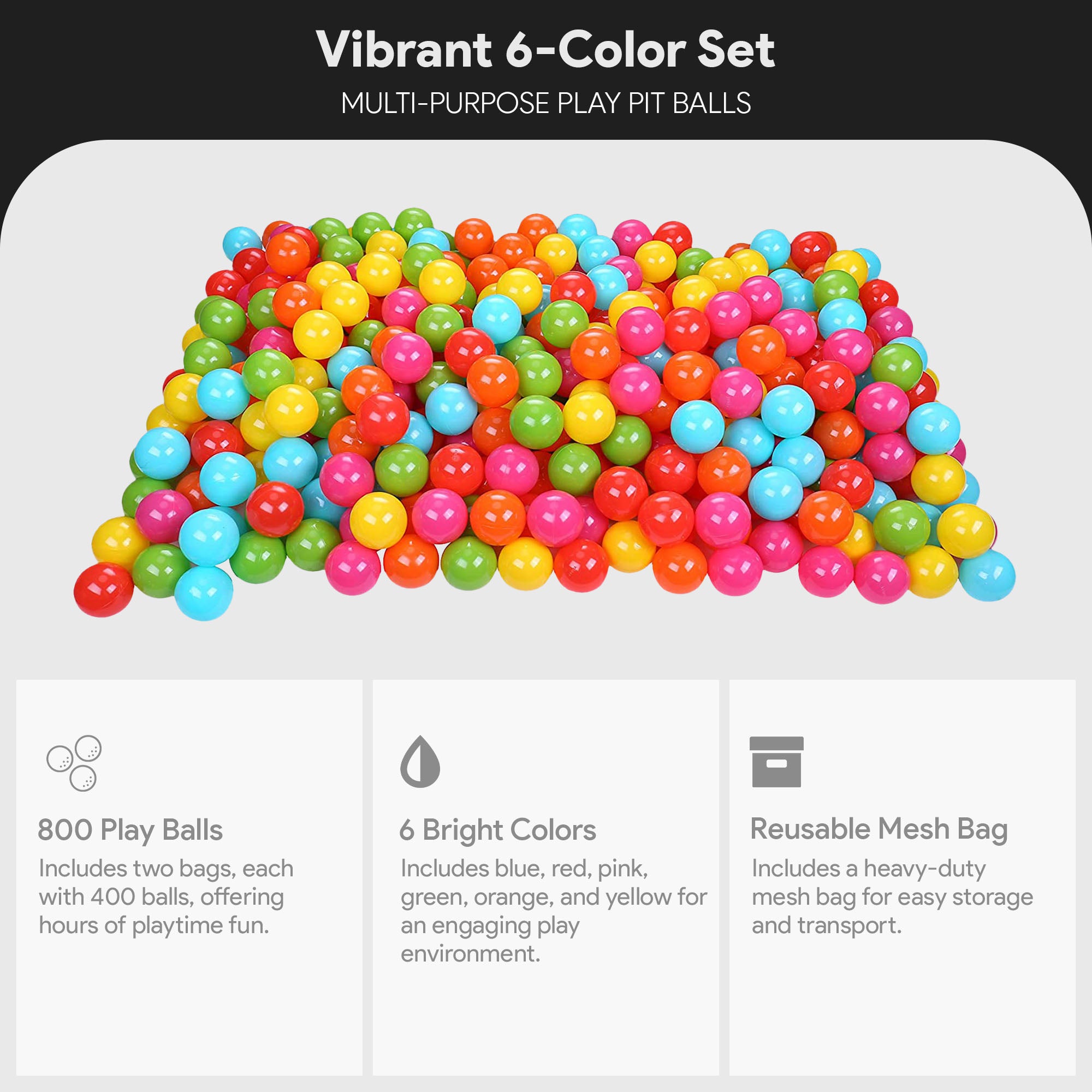 BalanceFrom Fitness 2.3" Play Pit Balls with Storage Bag, Multicolor (2 Pack) - VMInnovations
