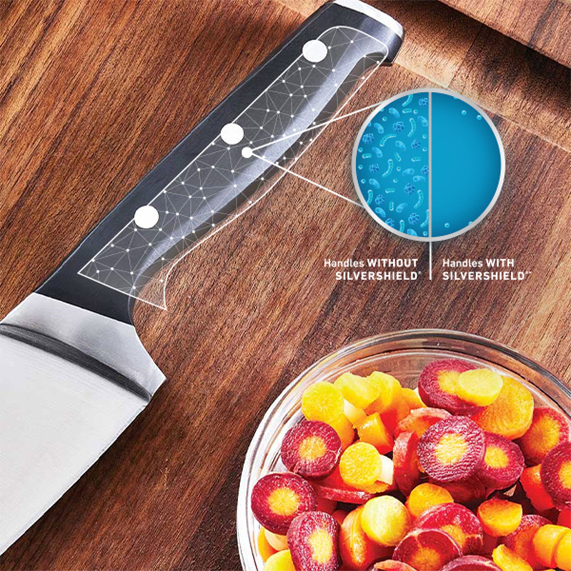 Calphalon Classic 15 Piece Kitchen Knife Cutlery Set with Self Sharpening Block - VMInnovations