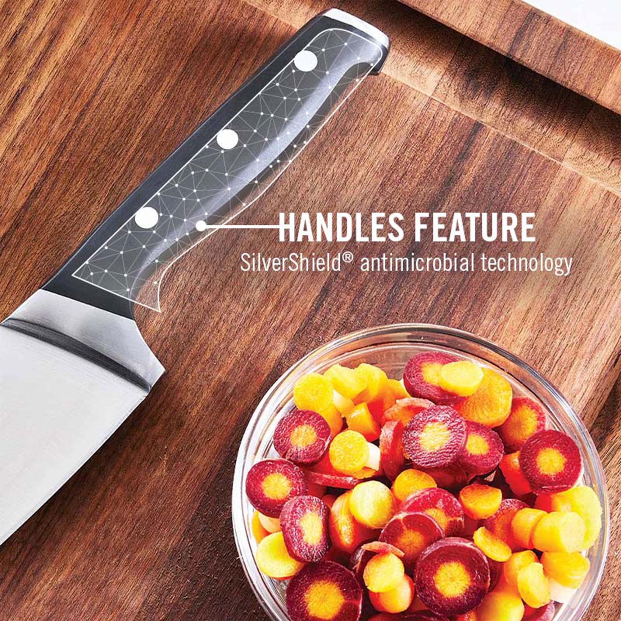 Calphalon Classic 15 Piece Kitchen Knife Cutlery Set with Self Sharpening Block - VMInnovations