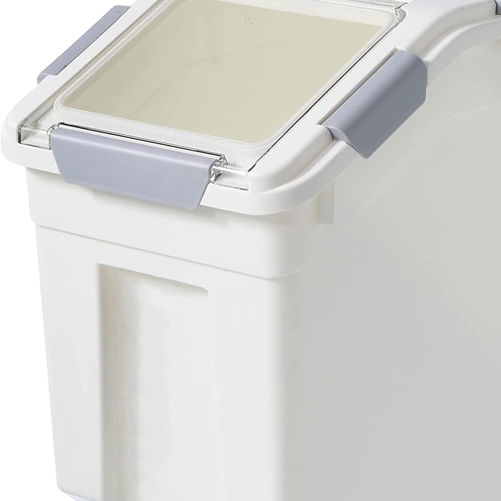 HANAMYA 25L Rice Storage Container with Wheels & Cup, White (Set of 2) (Used) - VMInnovations