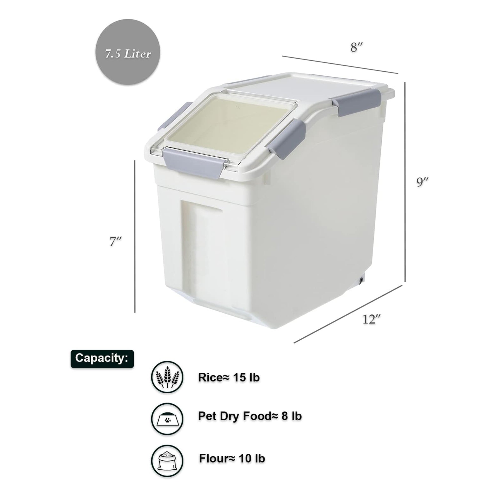 HANAMYA 8L Storage Container with Wheels & Measuring Cup, White(Set of 2) (Used) - VMInnovations