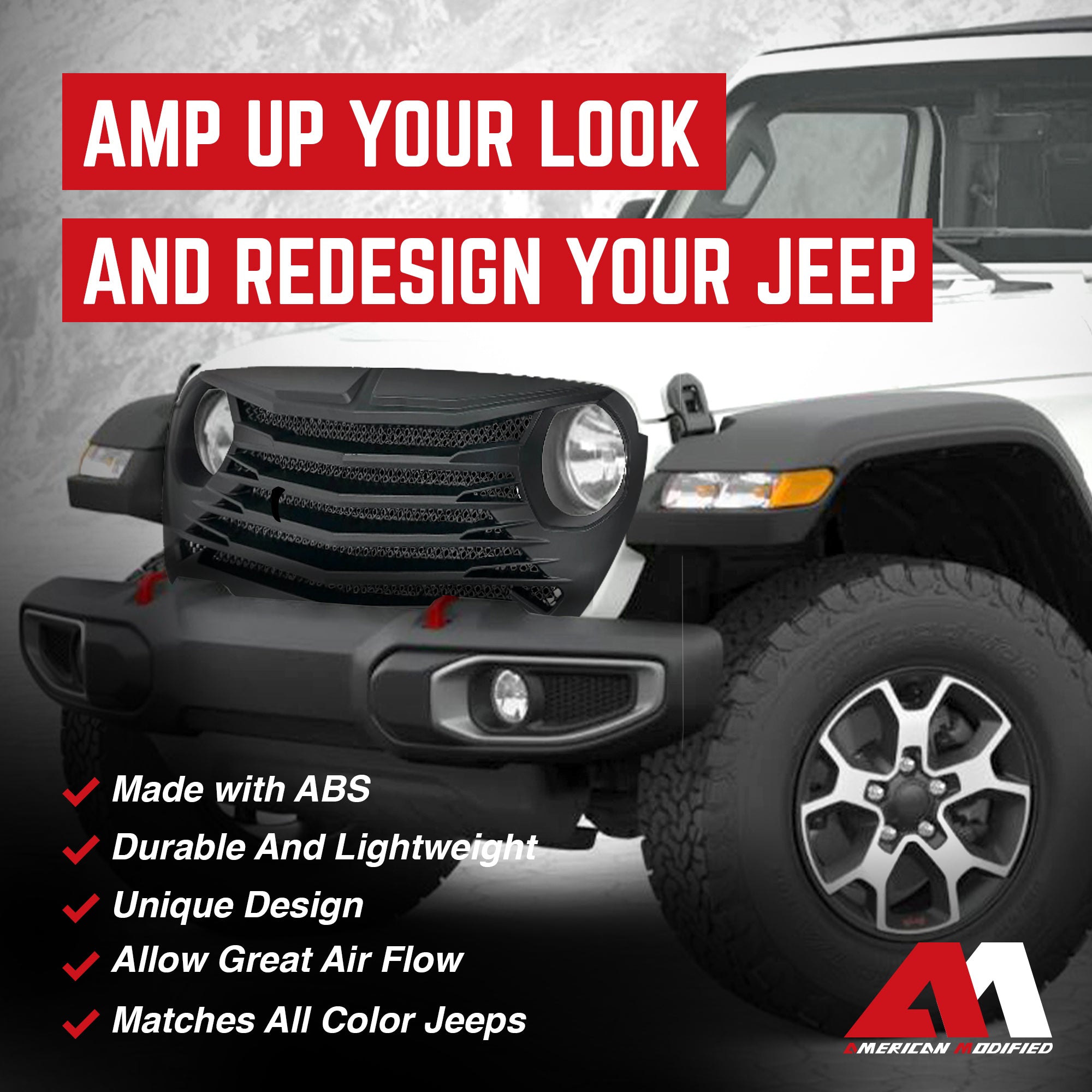 AMERICAN MODIFIED Grille for 2018-2023 Jeep Wrangler JL & Gladiator JT (Used) - VMInnovations