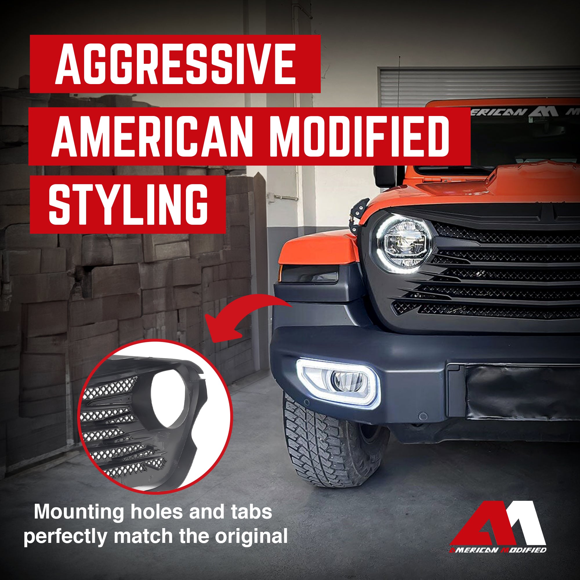 AMERICAN MODIFIED Grille for 2018-2023 Jeep Wrangler JL & Gladiator JT (Used) - VMInnovations