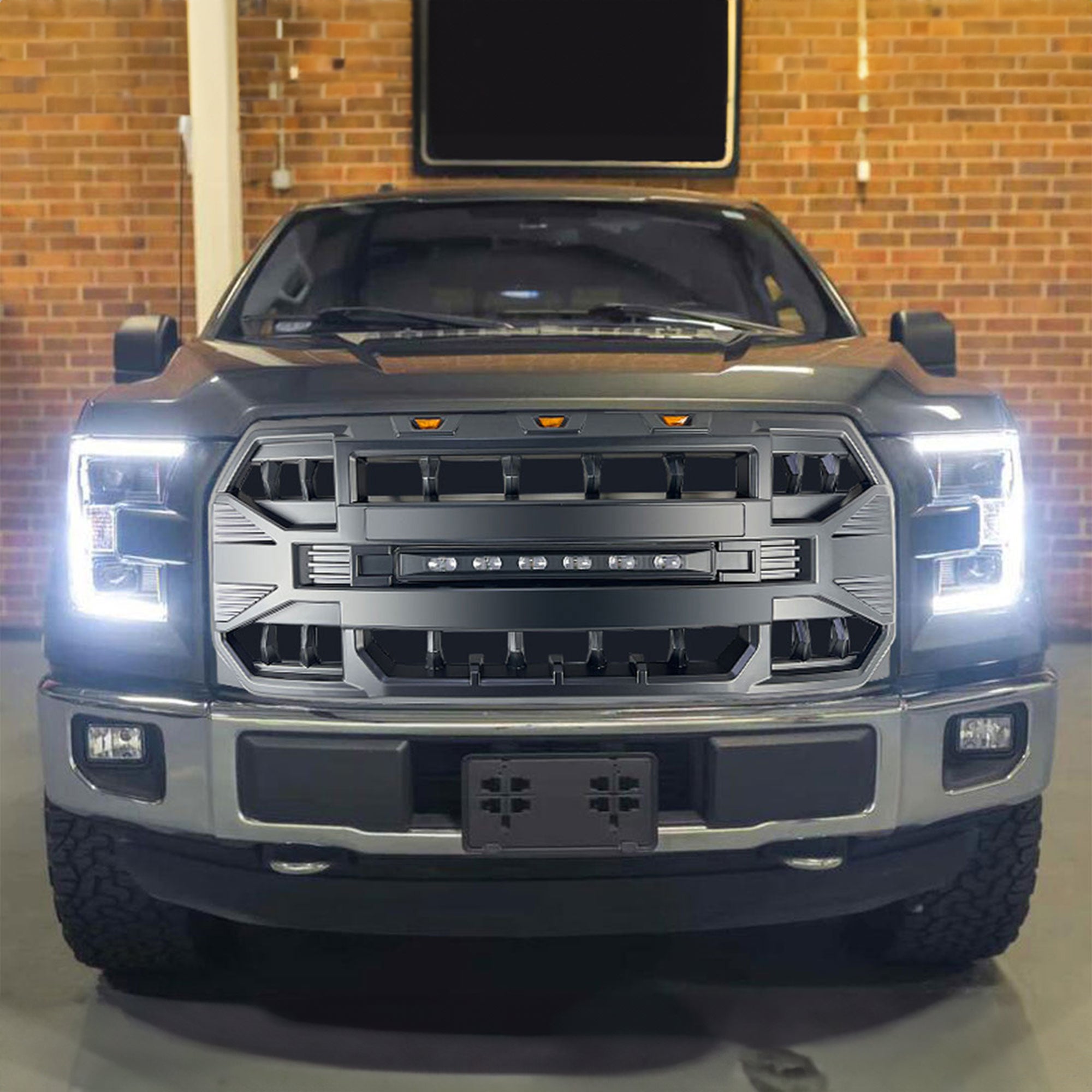 AMERICAN MODIFIED Armor Grille w/Off Road Lights 2015-2017 Ford F150 (Open Box) - VMInnovations