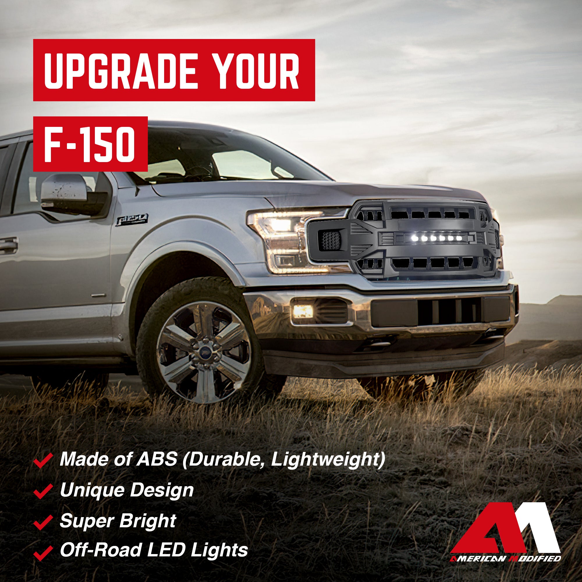 AMERICAN MODIFIED Armor Grille with Lights for 2018-2020 Ford F150 (Open Box) - VMInnovations