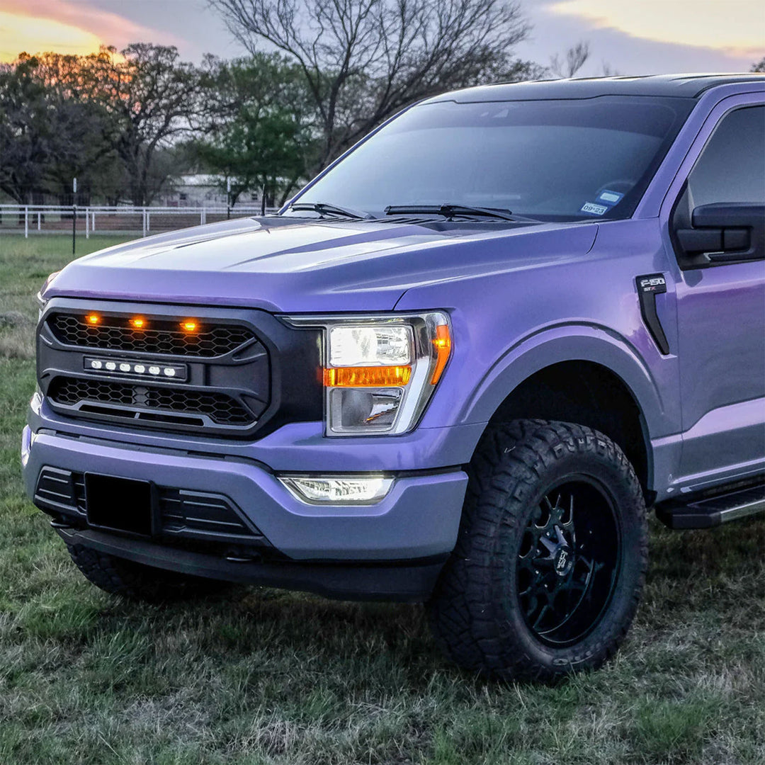 AMERICAN MODIFIED Armor Grille Compatible with 2021 to 2023 Ford F150, Black - VMInnovations