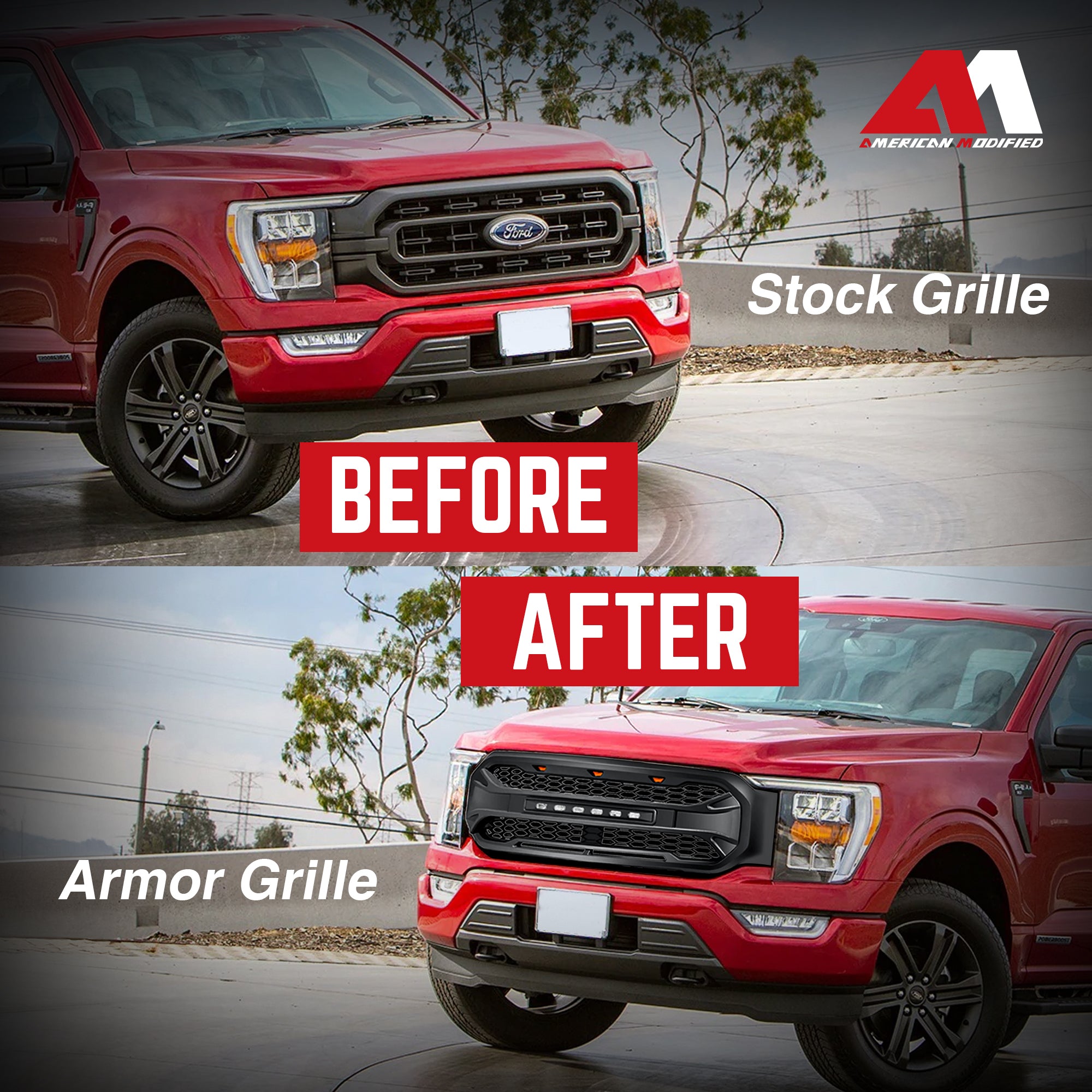 AMERICAN MODIFIED Grille Compatible with 2021 to 2023 Ford F150, Black (Used) - VMInnovations