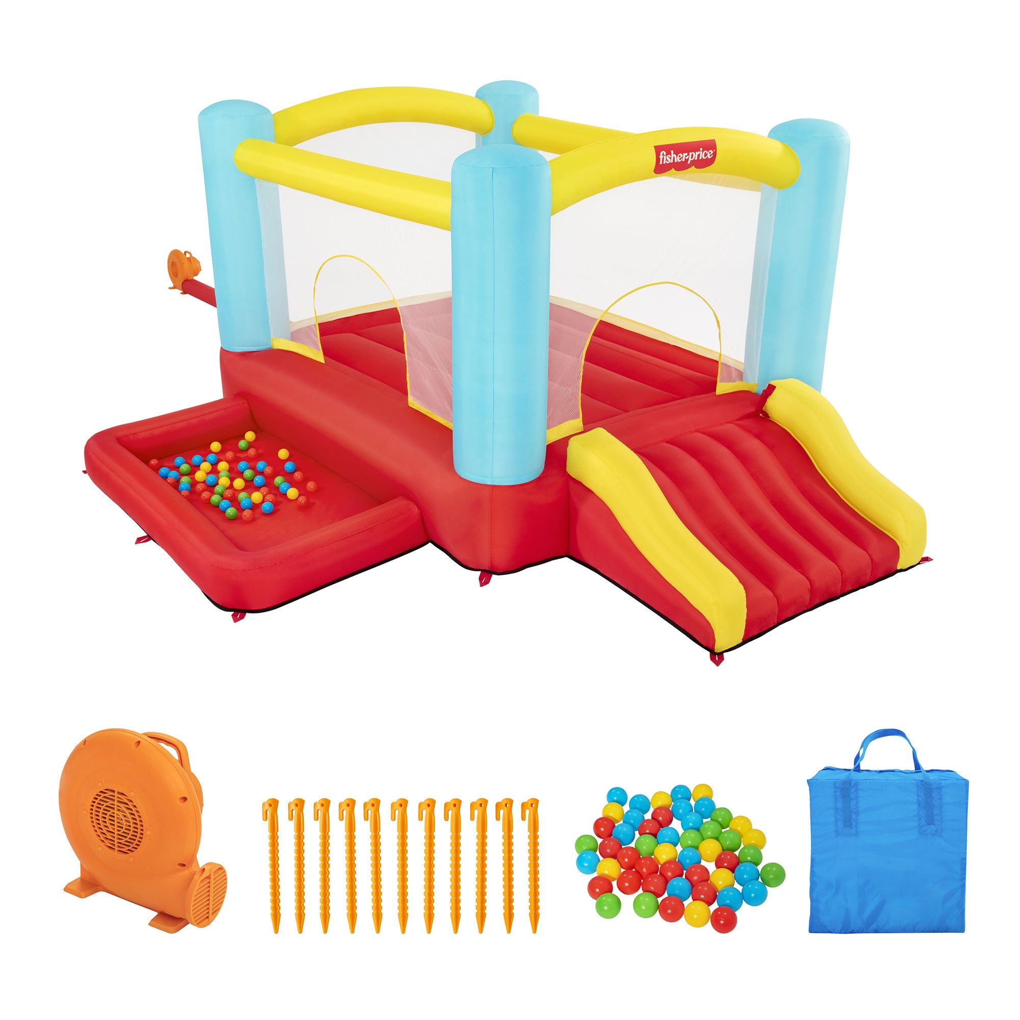 Fisher-Price Bouncemania Mega Bouncer w/Slide & 50 Play Balls, Multicolor(Used)