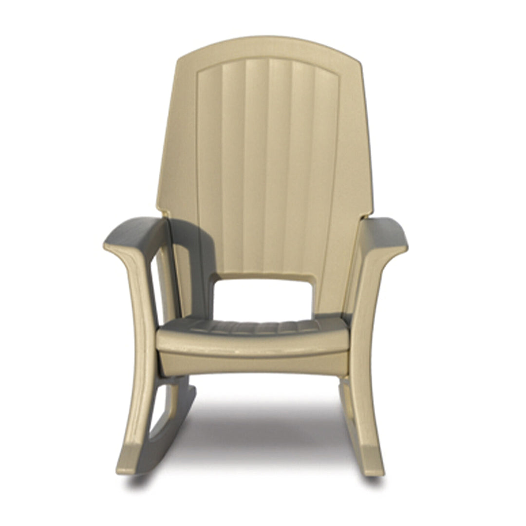 Semco Plastics Rockaway Heavy Duty Plastic Outdoor Rocking Chair, Tan (4 Pack) - VMInnovations