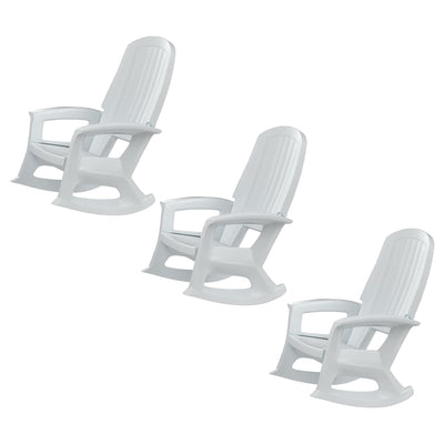 Semco Rockaway Heavy Duty All Weather Outdoor Rocking Chair, White (3 Pack)