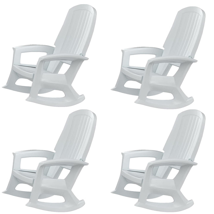 Semco Rockaway Heavy Duty All Weather Outdoor Rocking Chair, White (4 Pack) - VMInnovations