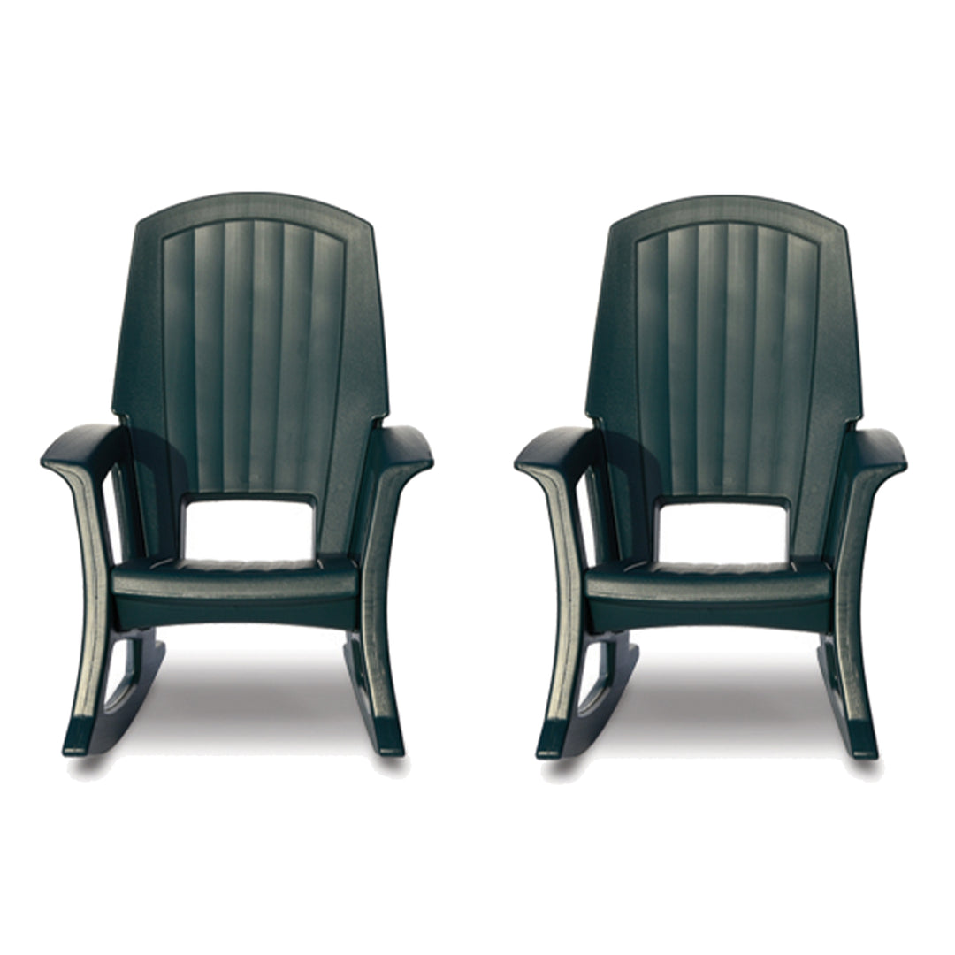 Semco Rockaway Heavy Duty All Weather Outdoor Rocking Chair, Green (2 Pack) - VMInnovations