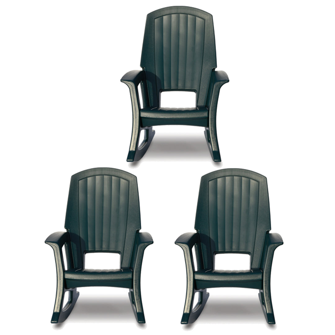 Semco Rockaway Heavy Duty All Weather Outdoor Rocking Chair, Green (3 Pack) - VMInnovations