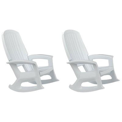 Semco Rockaway Heavy Duty All Weather Outdoor Rocking Chair, White (2 Pack)