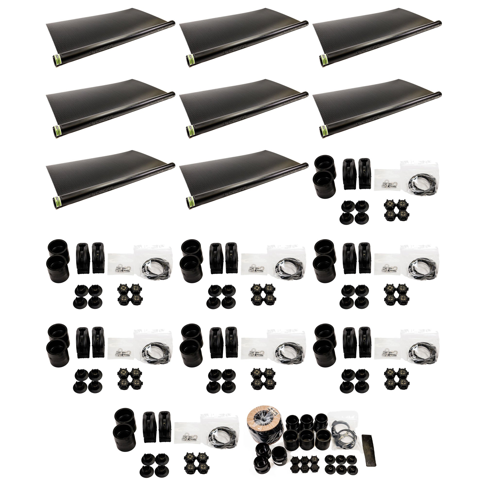 FAFCO 4x12ft Solar Pool Connected Tube (8 Pack) with Panel (8 Pack) & System Kit