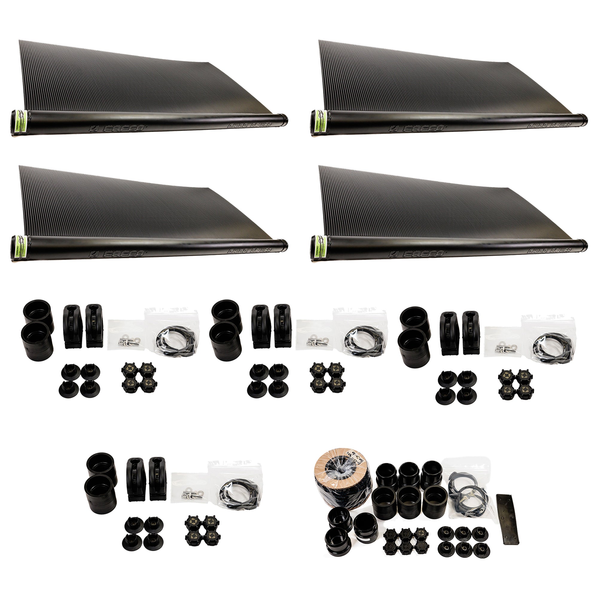 FAFCO 4x12ft Solar Pool Connected Tube (4 Pack) with Panel (4 Pack) & System Kit - VMInnovations