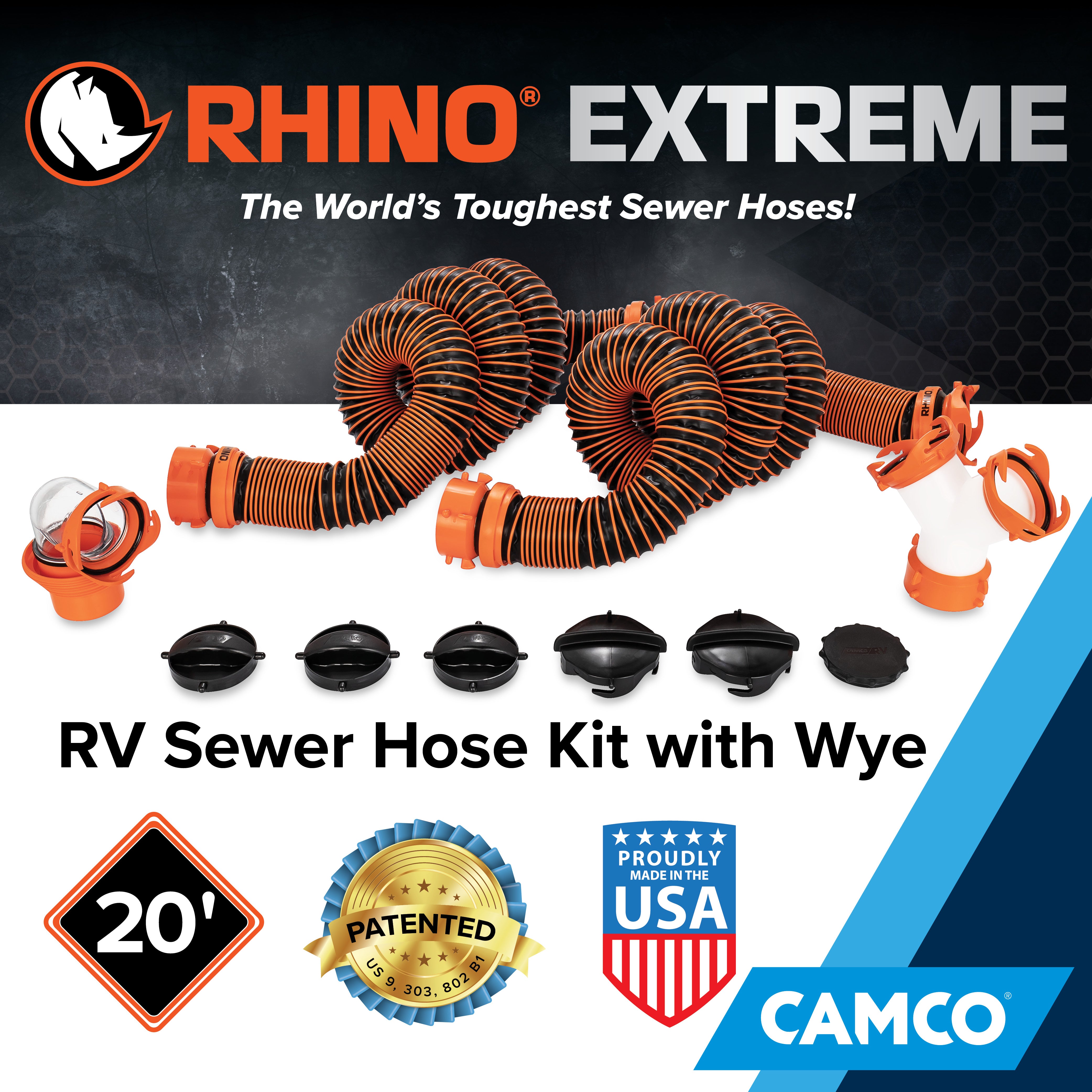 Camco RhinoEXTREME 20 Ft Sewer Hose Kit w/360 Degree Swivel Fitting (Open Box) - VMInnovations