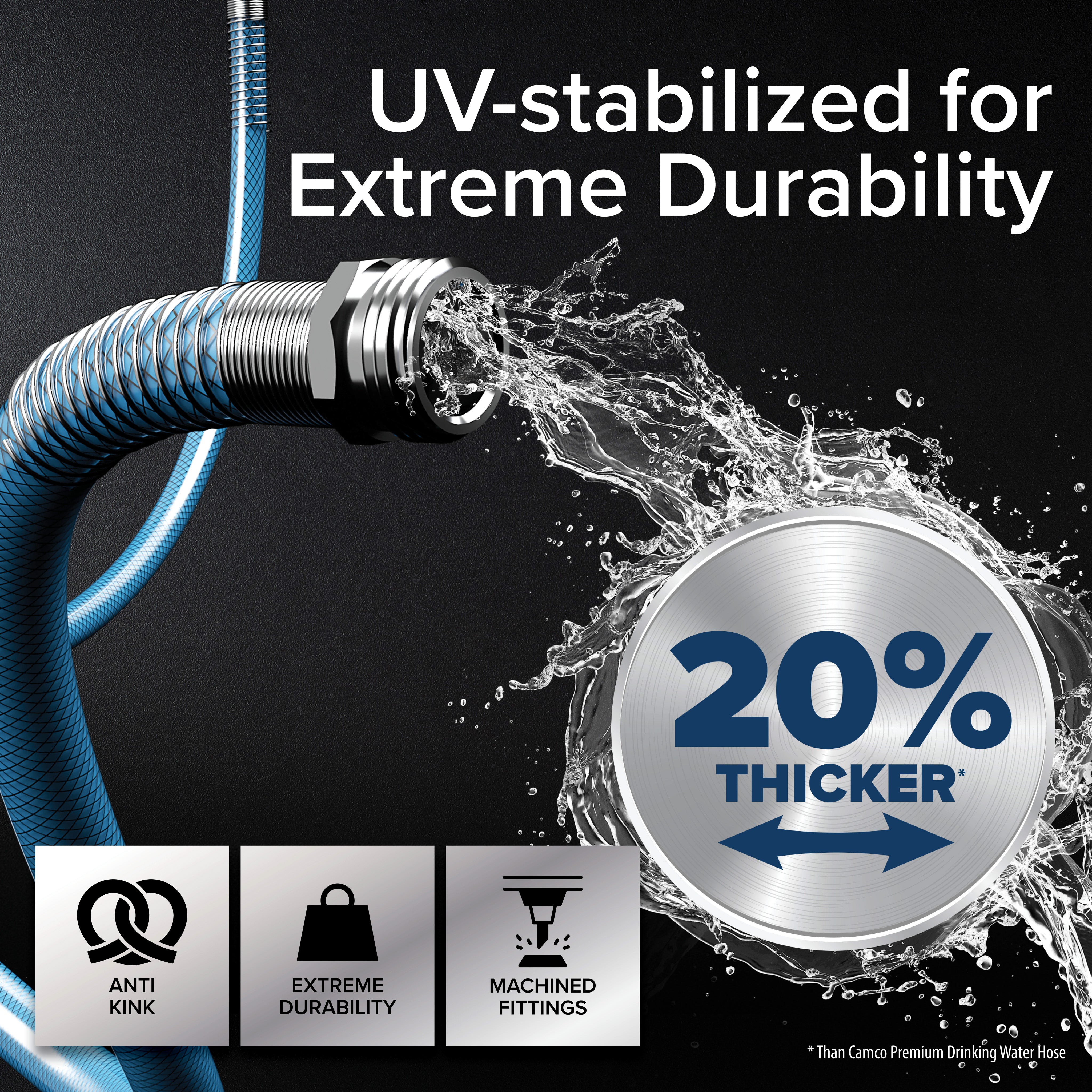Camco TastePURE 25 Foot No Kink Heavy Duty PVC Premium Drinking Water Hose, Blue - VMInnovations