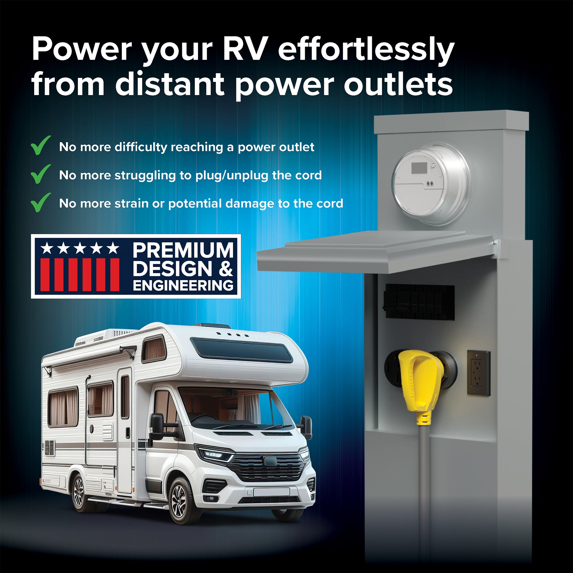 Camco 15 ft 50 Amp Extension Cord w/Power Handles for RVs or Campers (Open Box) - VMInnovations