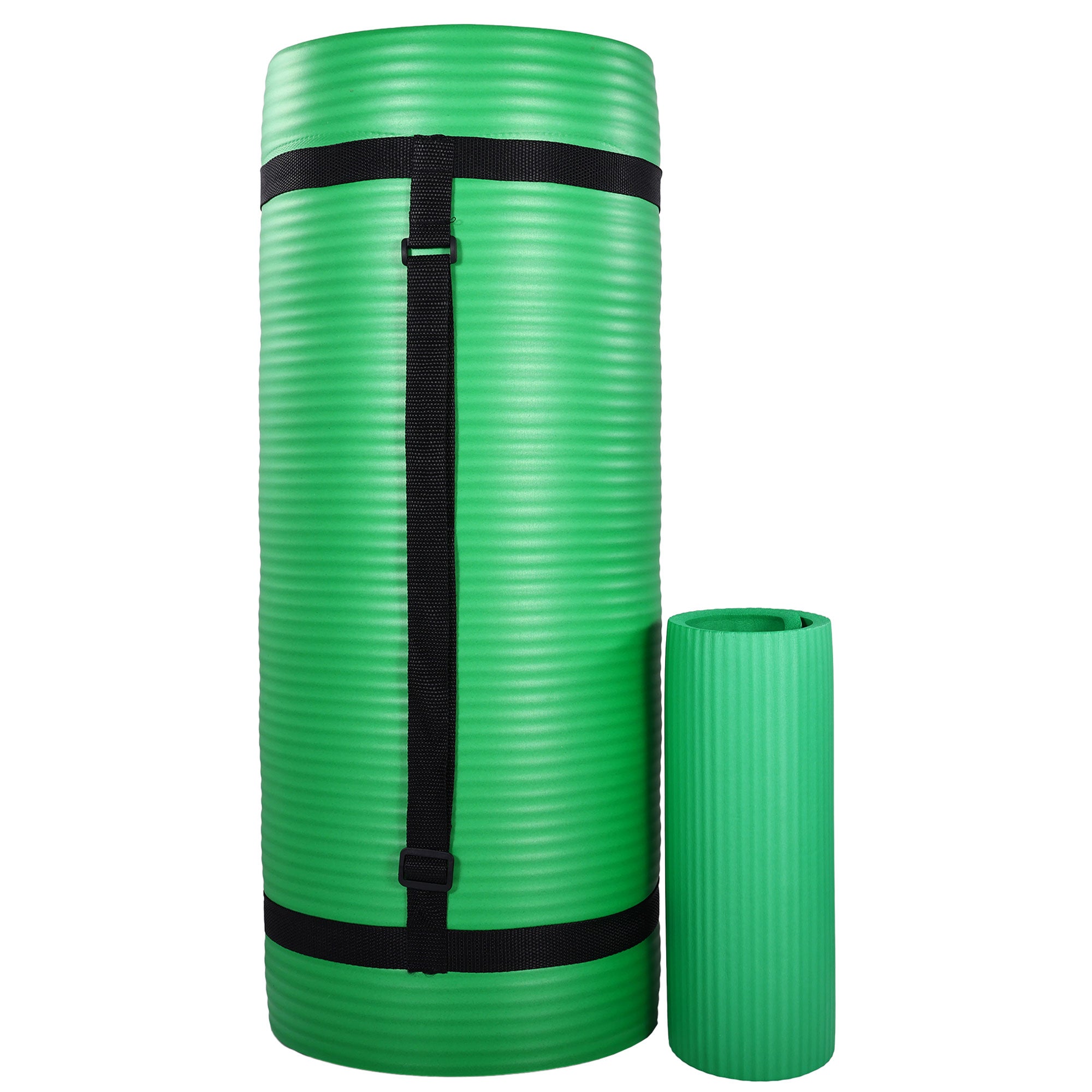 BalanceFrom 71"x24" AntiTear Yoga Mat w/Strap, Knee Pad & Blocks,Green(Open Box) - VMInnovations