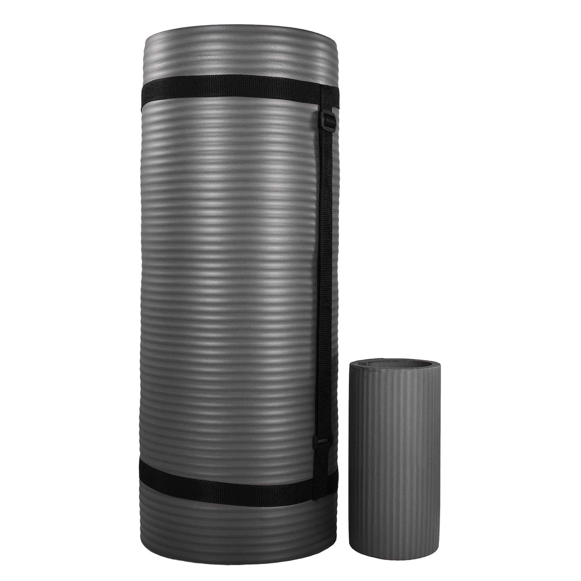 BalanceFrom Fitness 1" Thick Yoga Mat w/Knee Pad & Carrying Strap, Gray(OpenBox) - VMInnovations