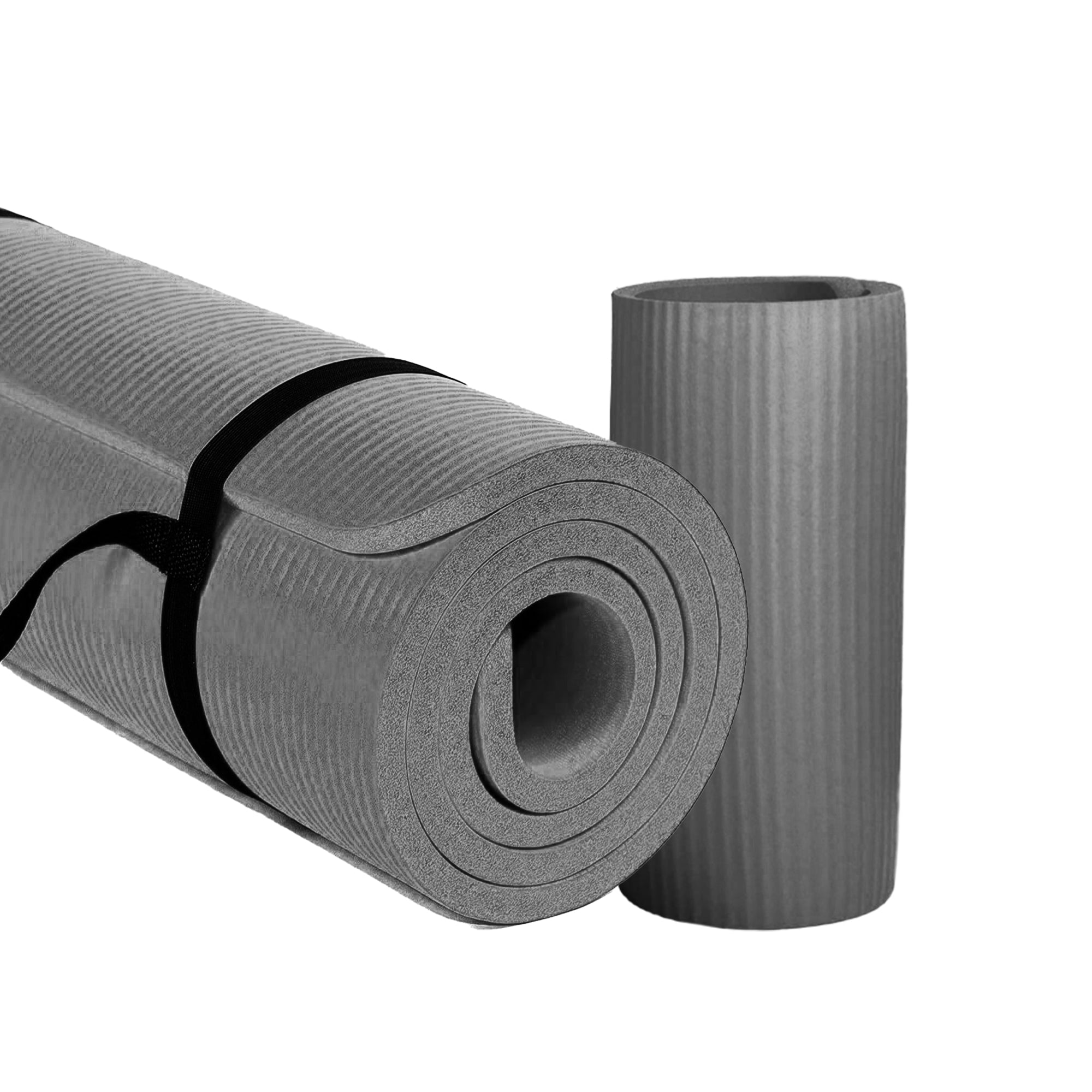 BalanceFrom Fitness 1" Thick Yoga Mat w/Knee Pad & Carrying Strap, Gray(OpenBox) - VMInnovations