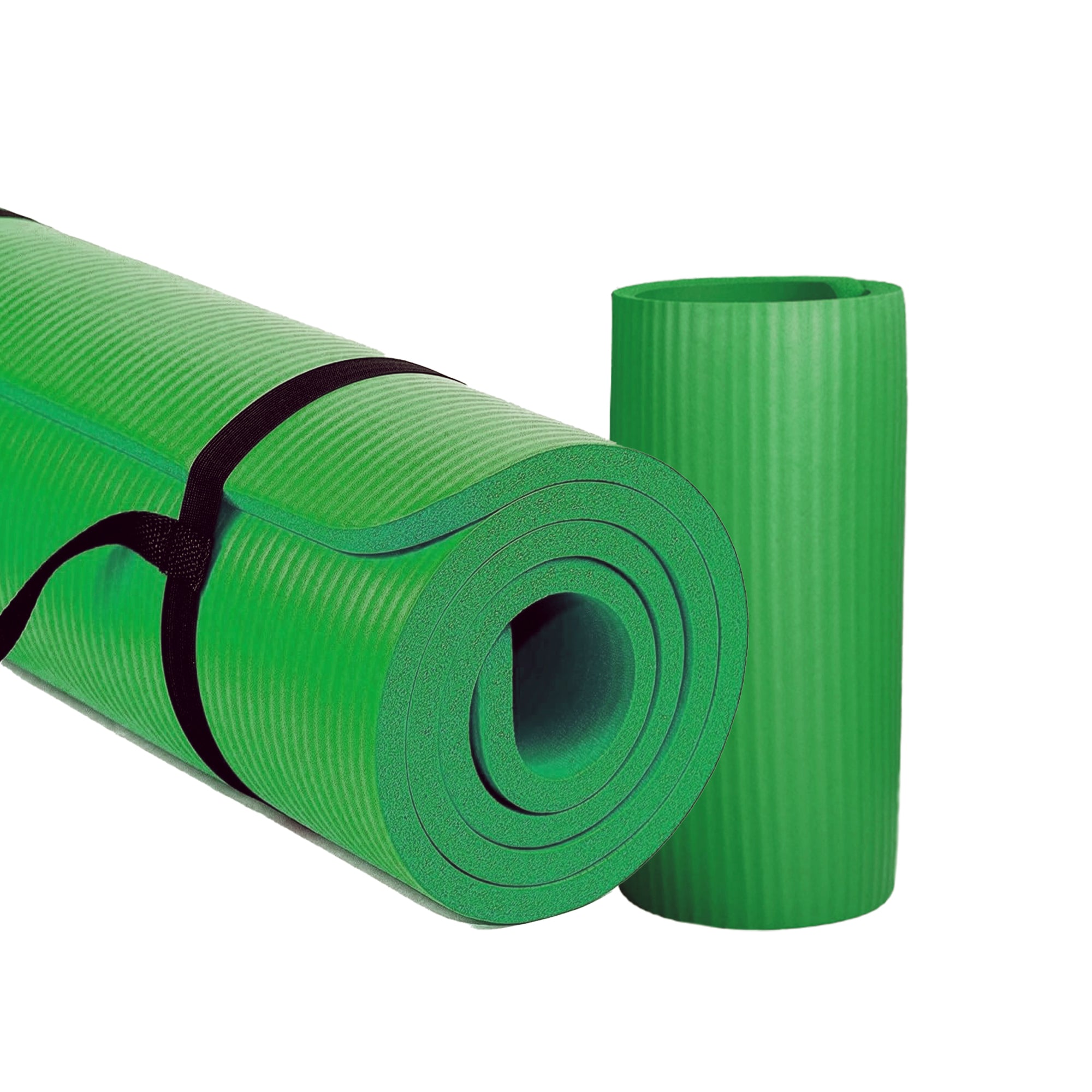 BalanceFrom Fitness 1" Extra Thick Yoga Mat w/Knee Pad and Strap, Green (Used) - VMInnovations