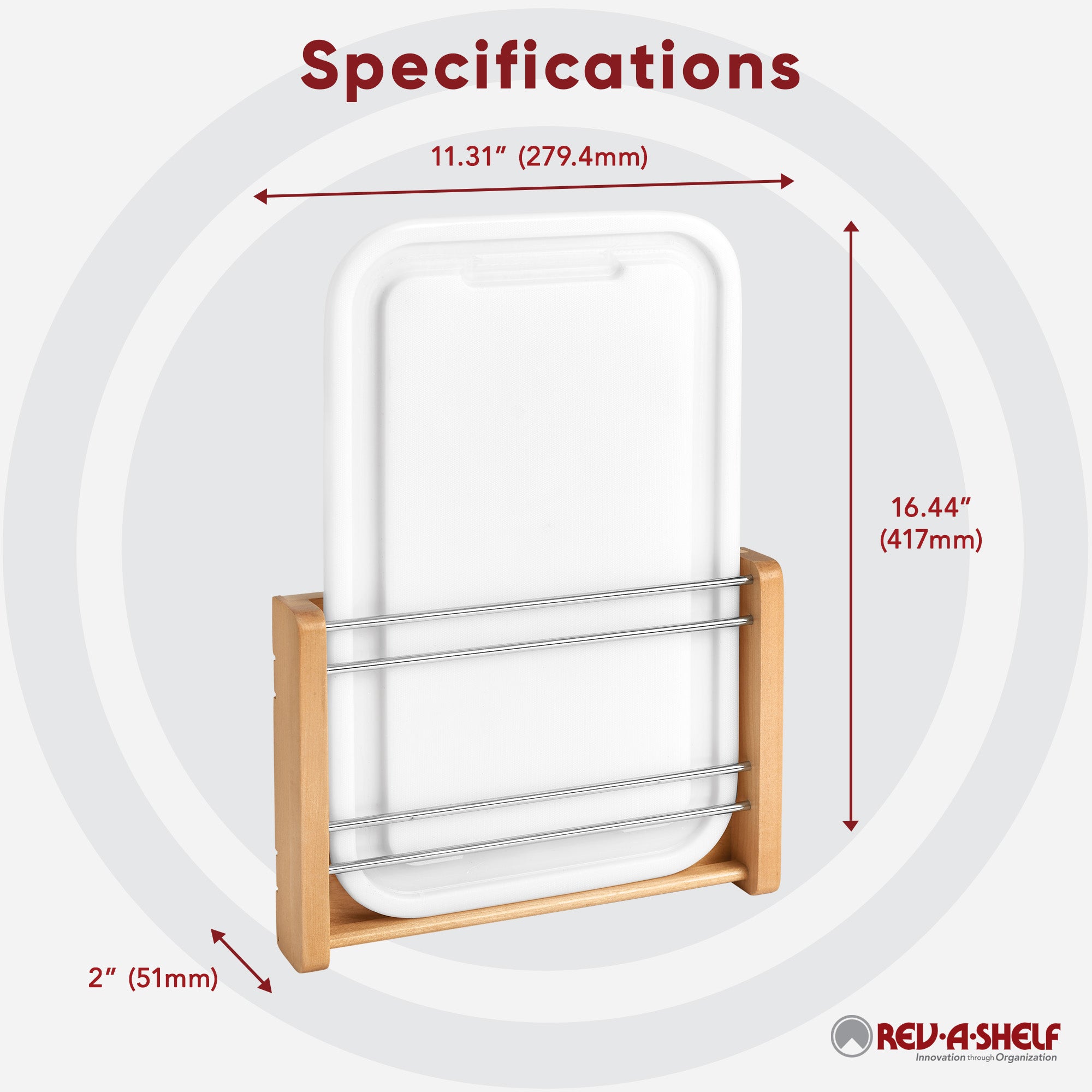 Rev-A-Shelf Kitchen Cabinet Wood Door Mount w/ Polymer Cutting Board, 4DMCB-15P - VMInnovations