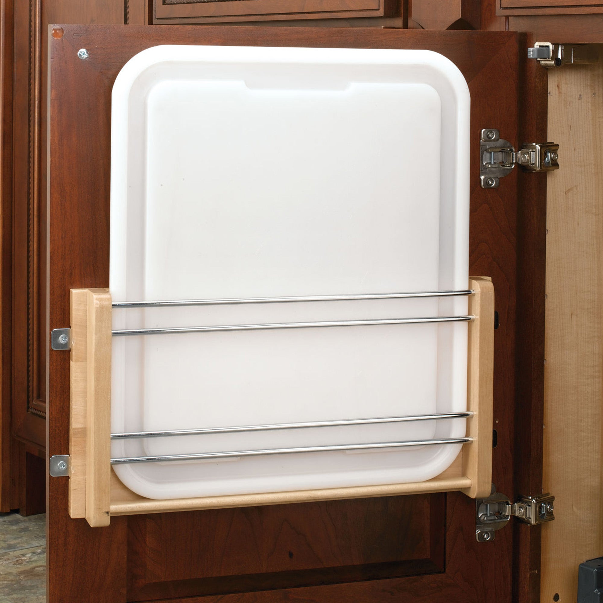 Rev-A-Shelf Kitchen Cabinet Wood Door Mount w/ Polymer Cutting Board, 4DMCB-15P - VMInnovations