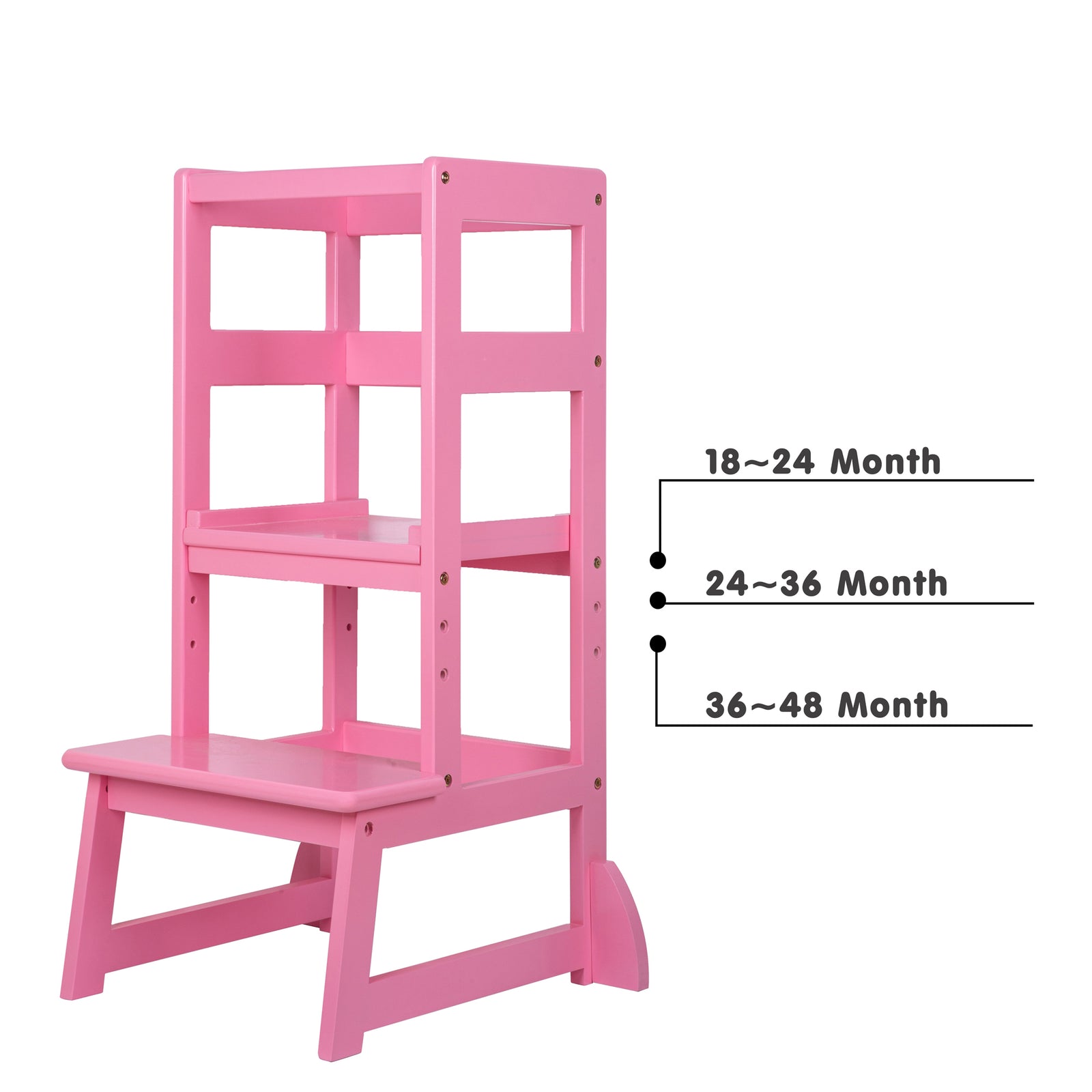 SDADI LT05E Mother's Helper Adjustable Height Kids Kitchen Step Stool, Pink - VMInnovations