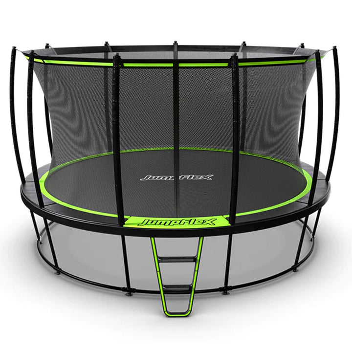 JumpFlex HERO 14' Trampoline for Kids Outdoor Play Equipment with Net & Ladder - VMInnovations