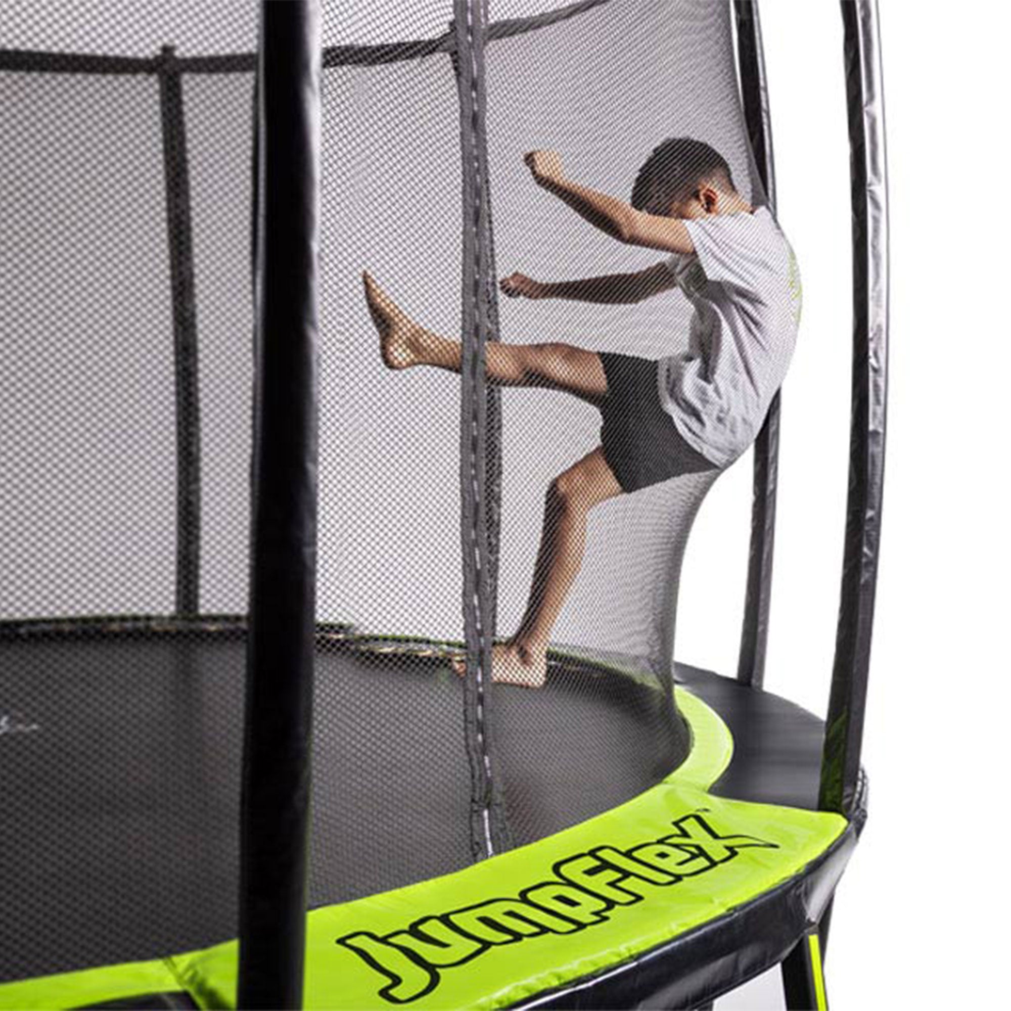 JumpFlex HERO 14' Trampoline for Kids Outdoor Play Equipment with Net & Ladder - VMInnovations