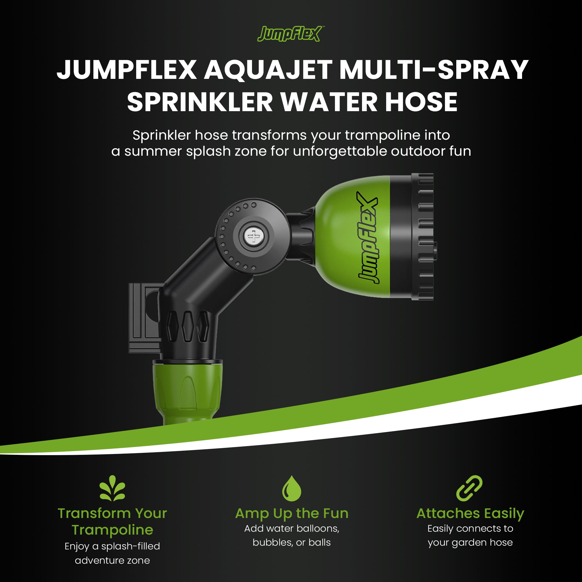 JumpFlex AquaJet Multi-Spray Sprinkler Water Hose Attachment for Trampolines