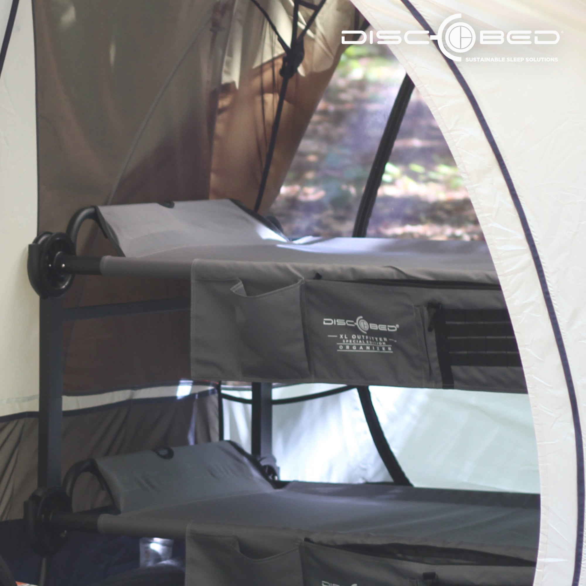 Disc-O-Bed Large Outfitter Bunk Benchable Double Cot w/Storage, Gray (Used) - VMInnovations