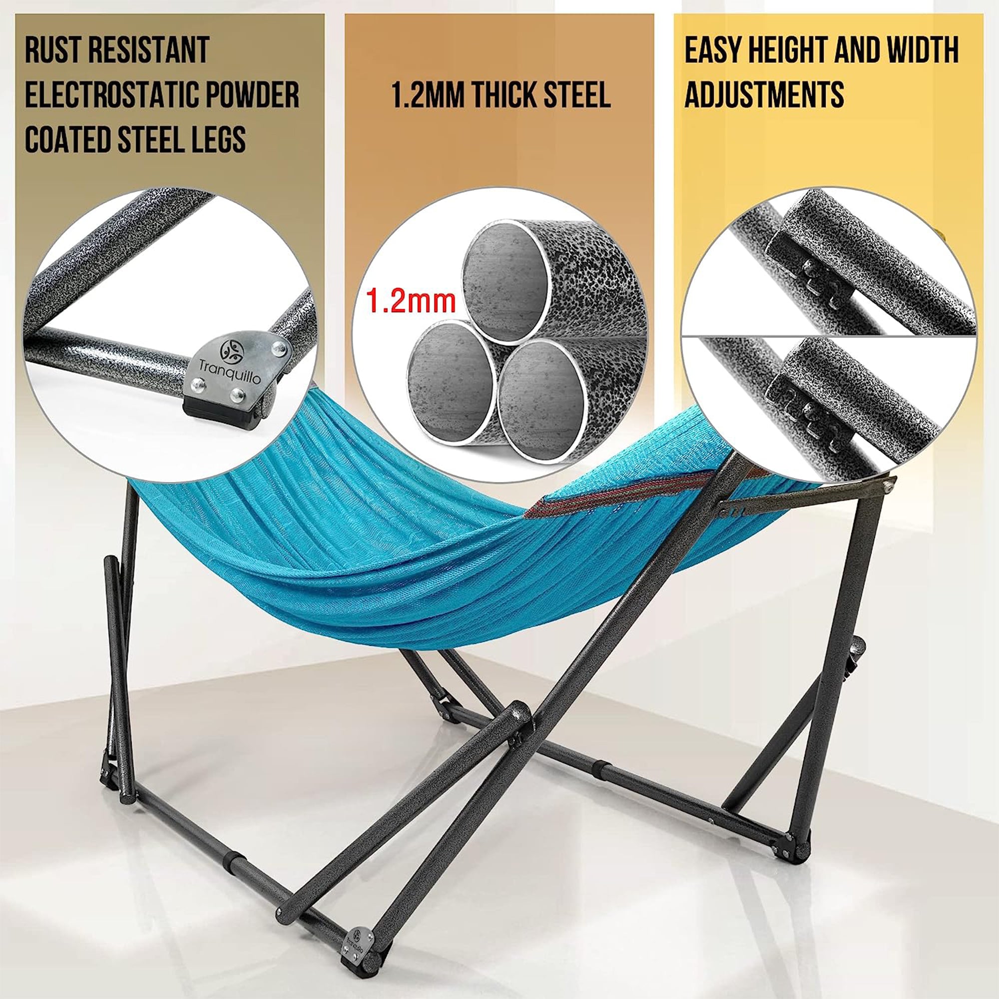 Tranquillo Universal 106.5" Double Hammock w/Stand and Bag, Sky (For Parts) - VMInnovations