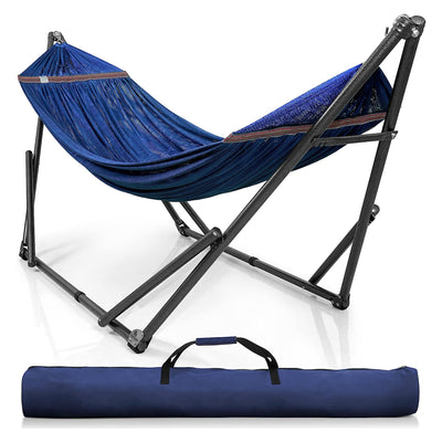 Tranquillo Universal 106.5" Double Hammock with Adjustable Stand and Bag, Aegean