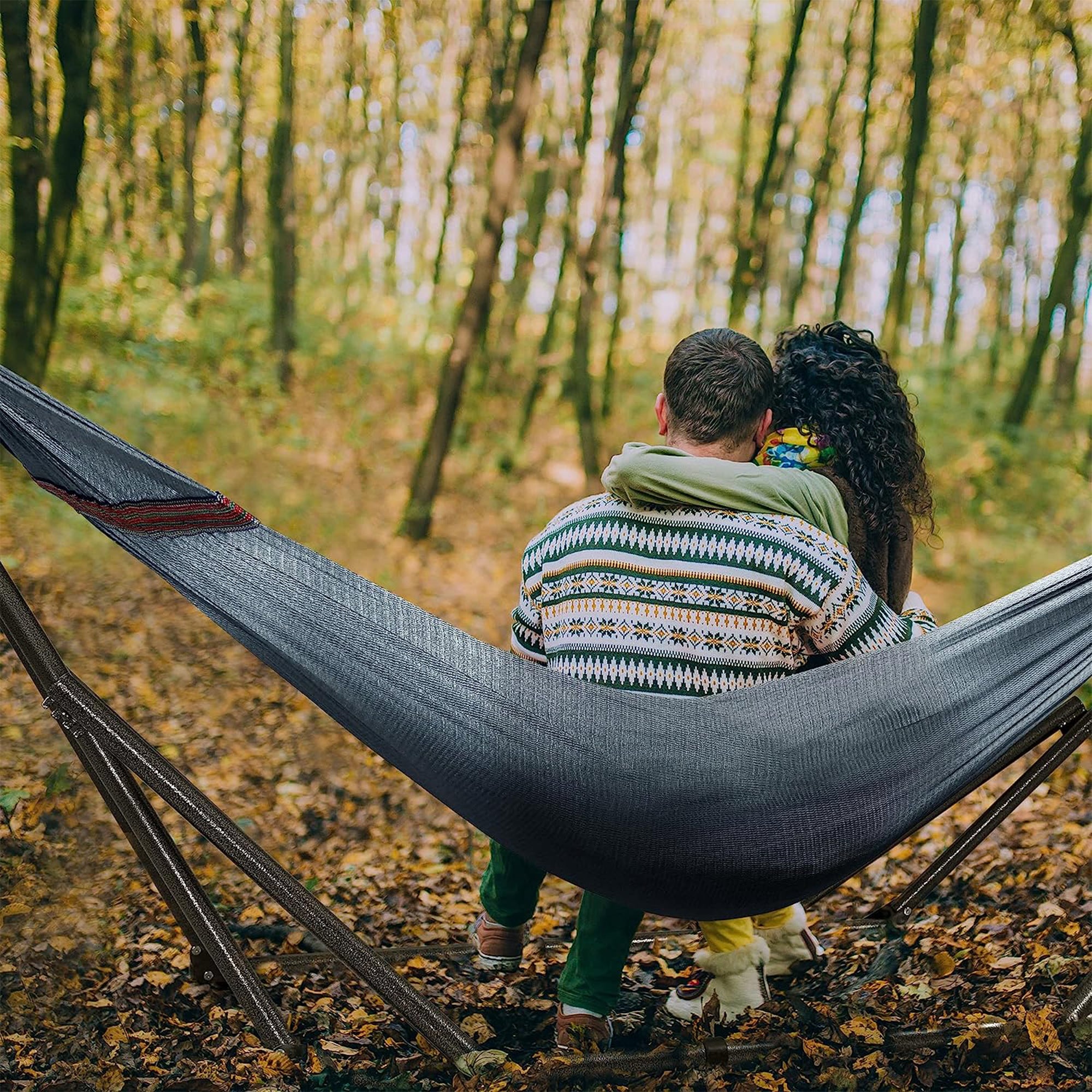 Tranquillo Universal 116" Double Hammock with Adjustable Stand & Bag, Gray(Used) - VMInnovations