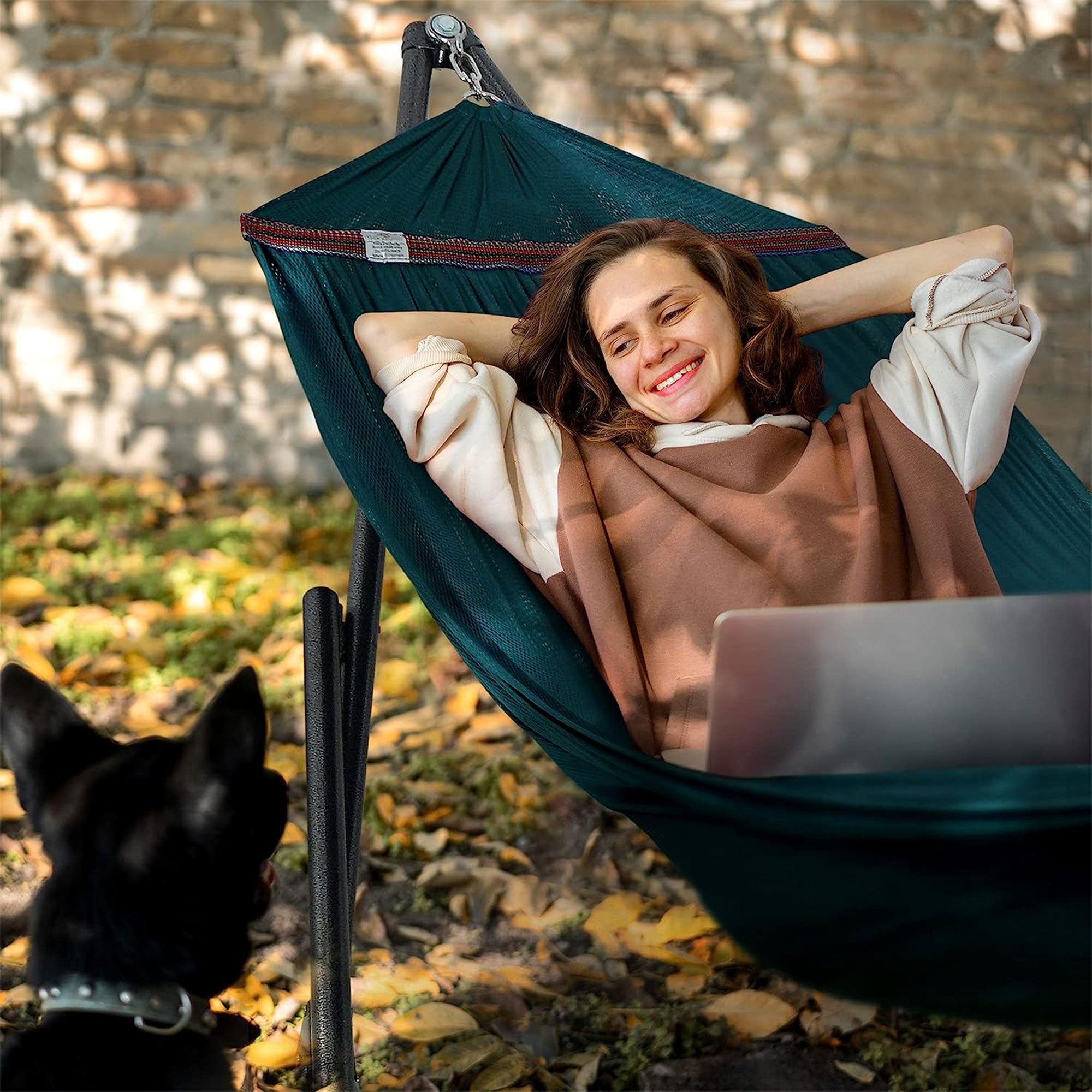 Tranquillo 116" Double Hammock with Adjustable Stand and Bag, Peacock(For Parts) - VMInnovations