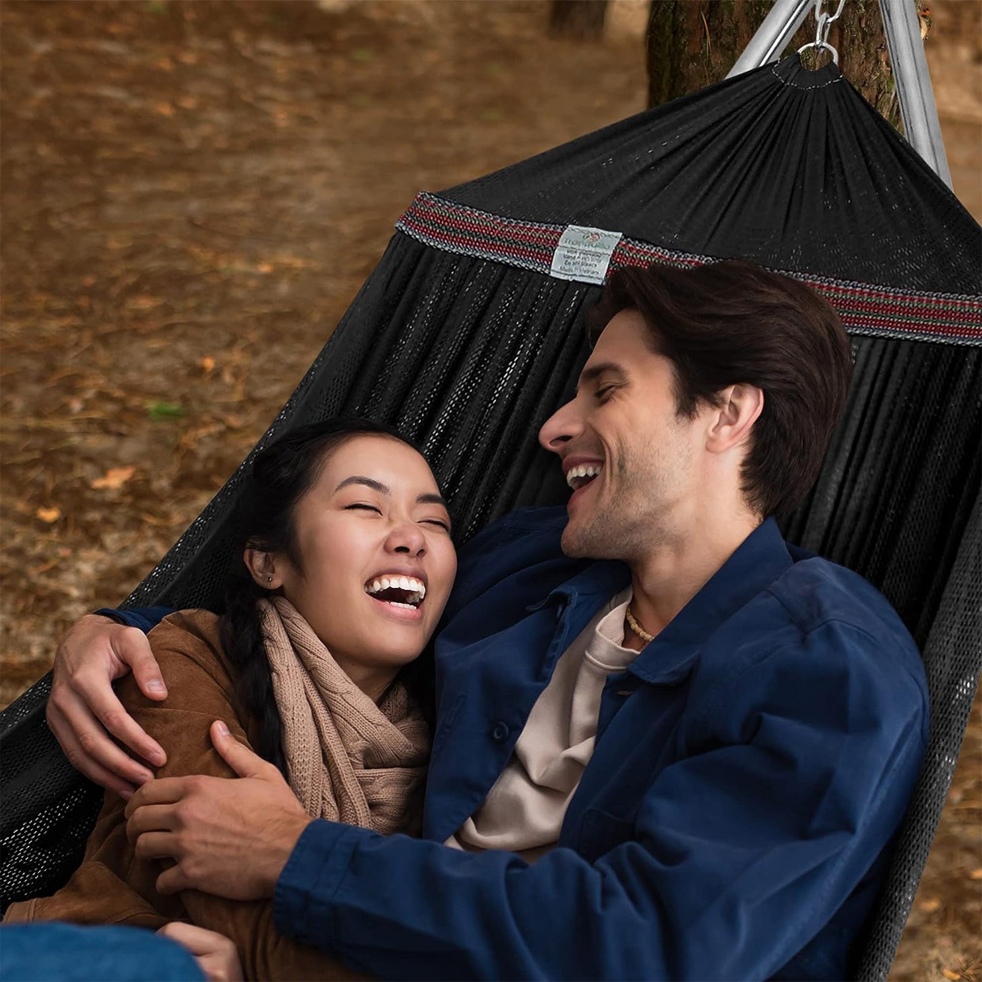Tranquillo 106" Double Hammock with Adjustable Stand and Bag, Black (Used)
