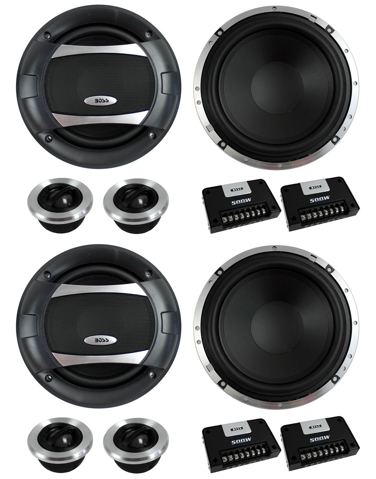 BOSS Audio Phantom 6.5 Inch 500 Watt 2 Way Component Car Audio Speakers (4 Pack)